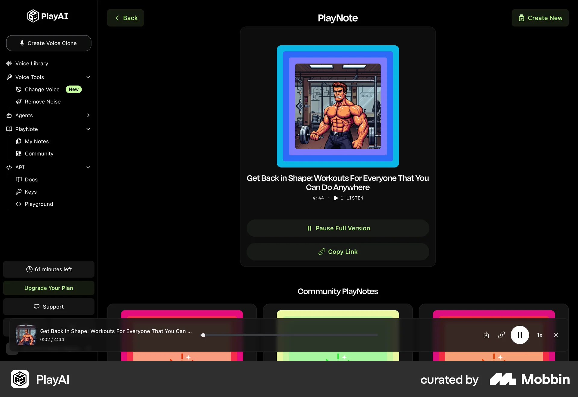 PlayAI Web Song & Podcast Detail screen