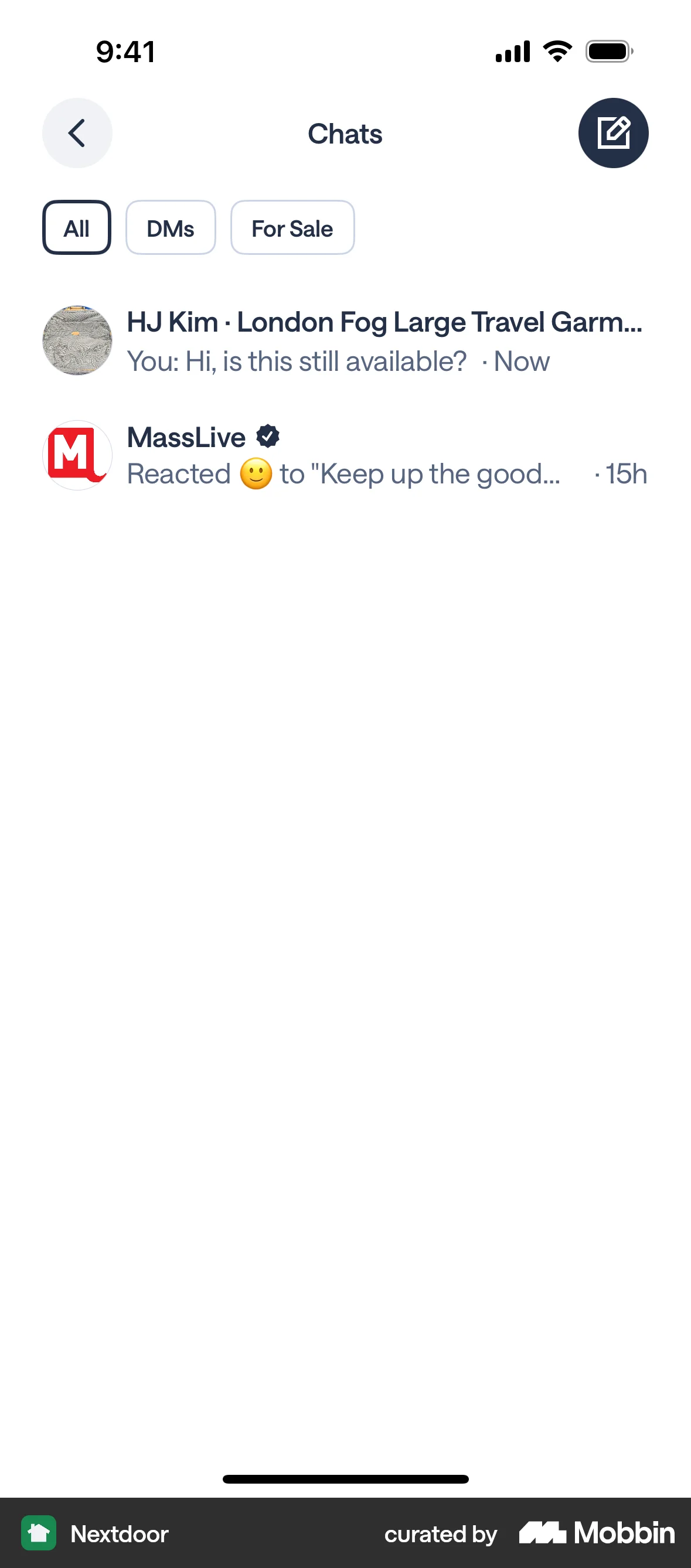 Nextdoor iOS Emails & Messages screen