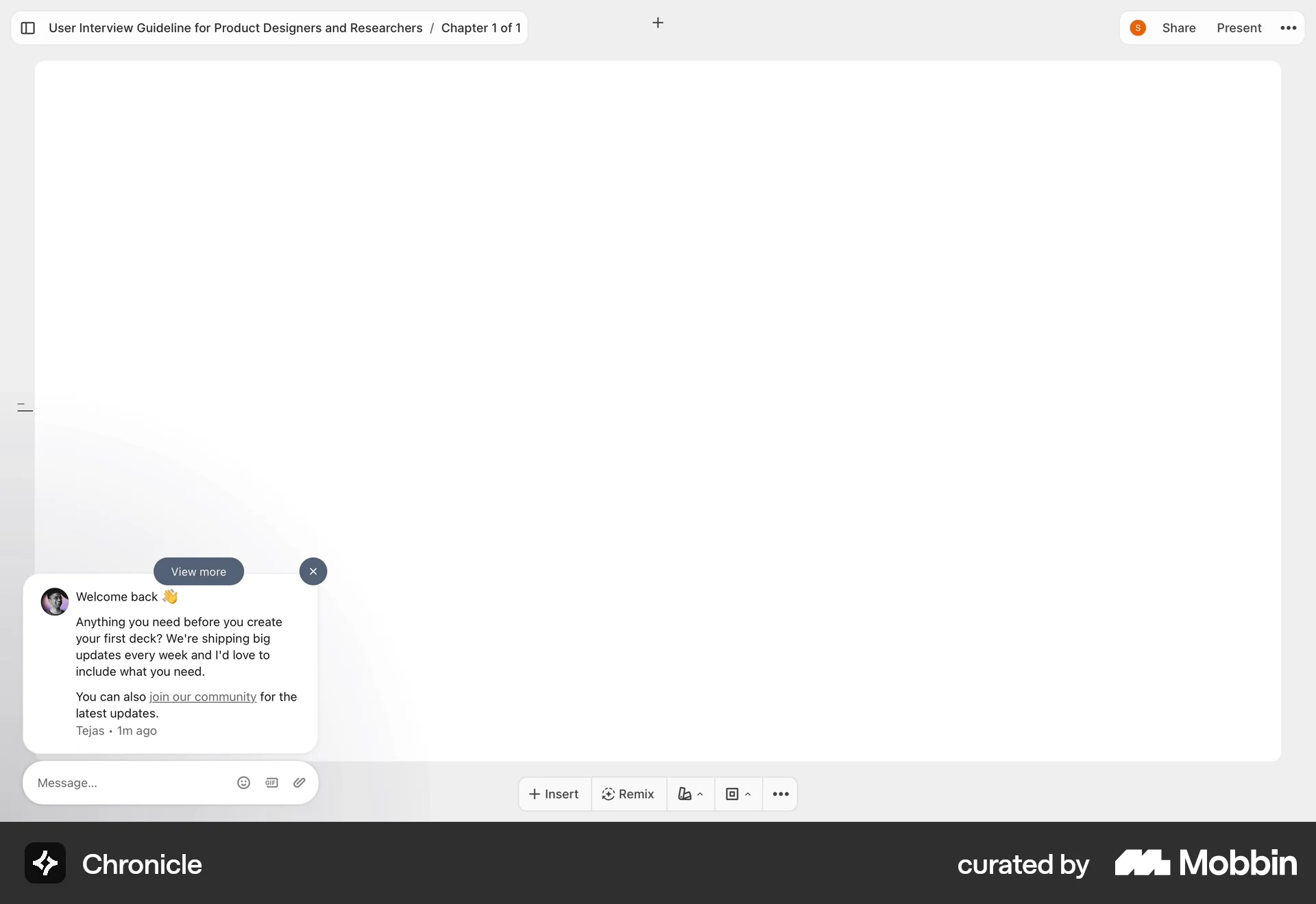 Chronicle Web screen containing Button UI element