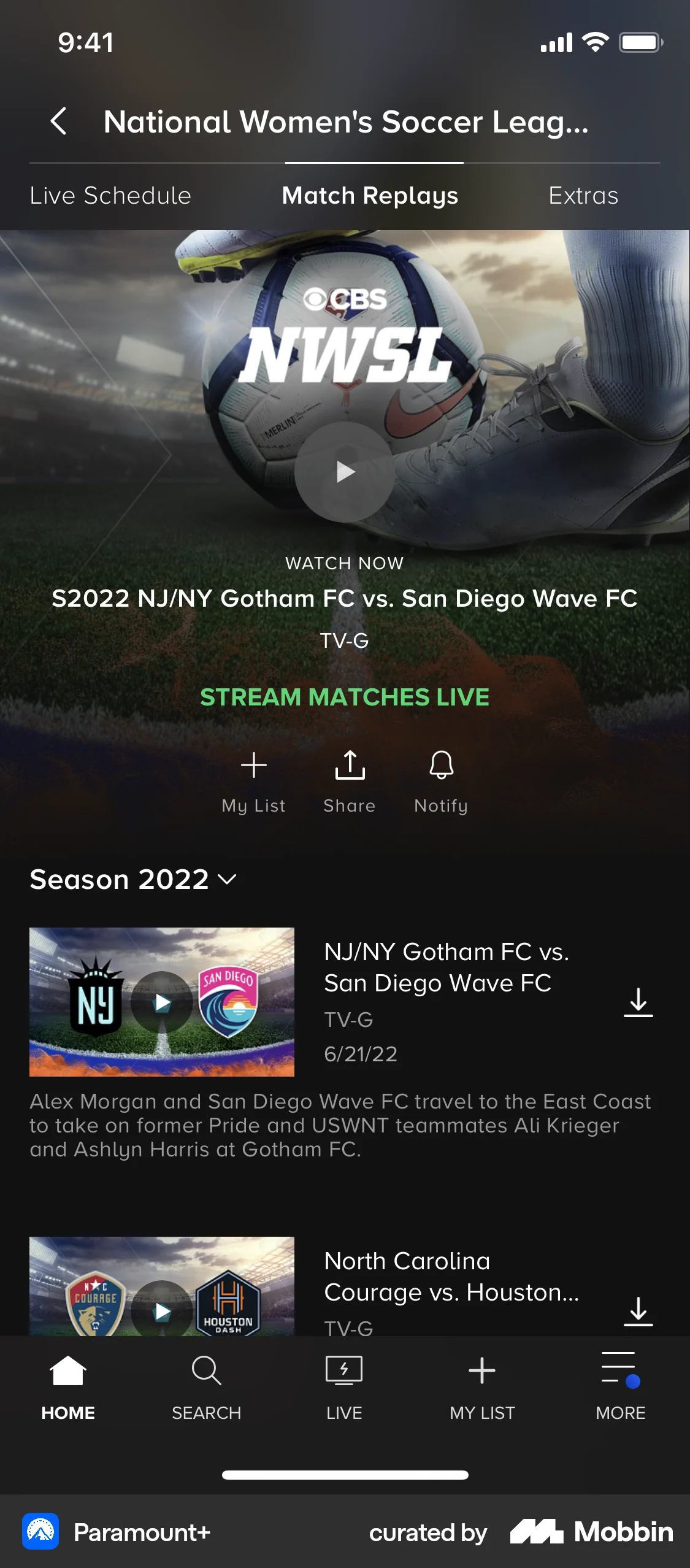 Paramount+ iOS Video Player screen