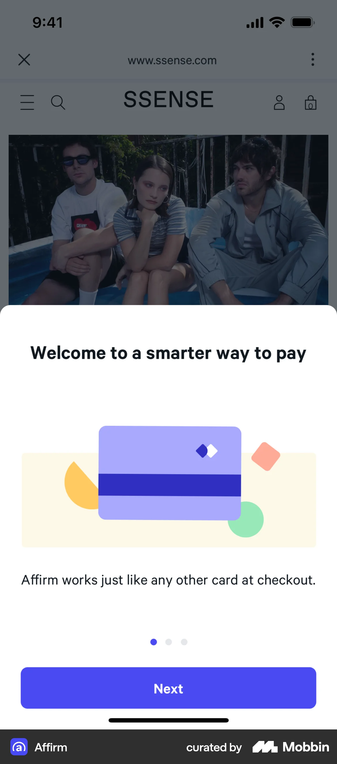 Affirm iOS screen containing Coach Marks UI element