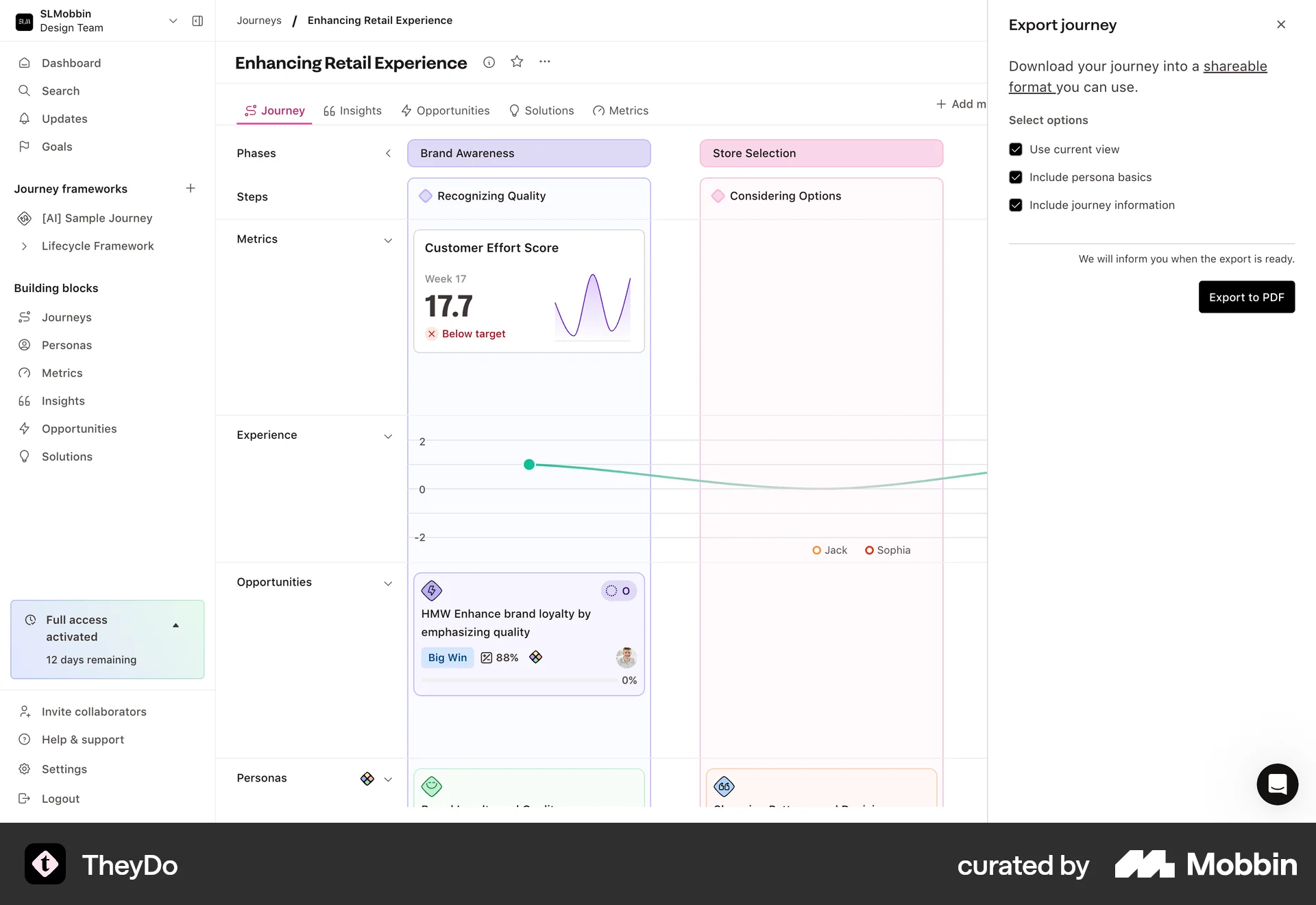 TheyDo Web Import & Export screen