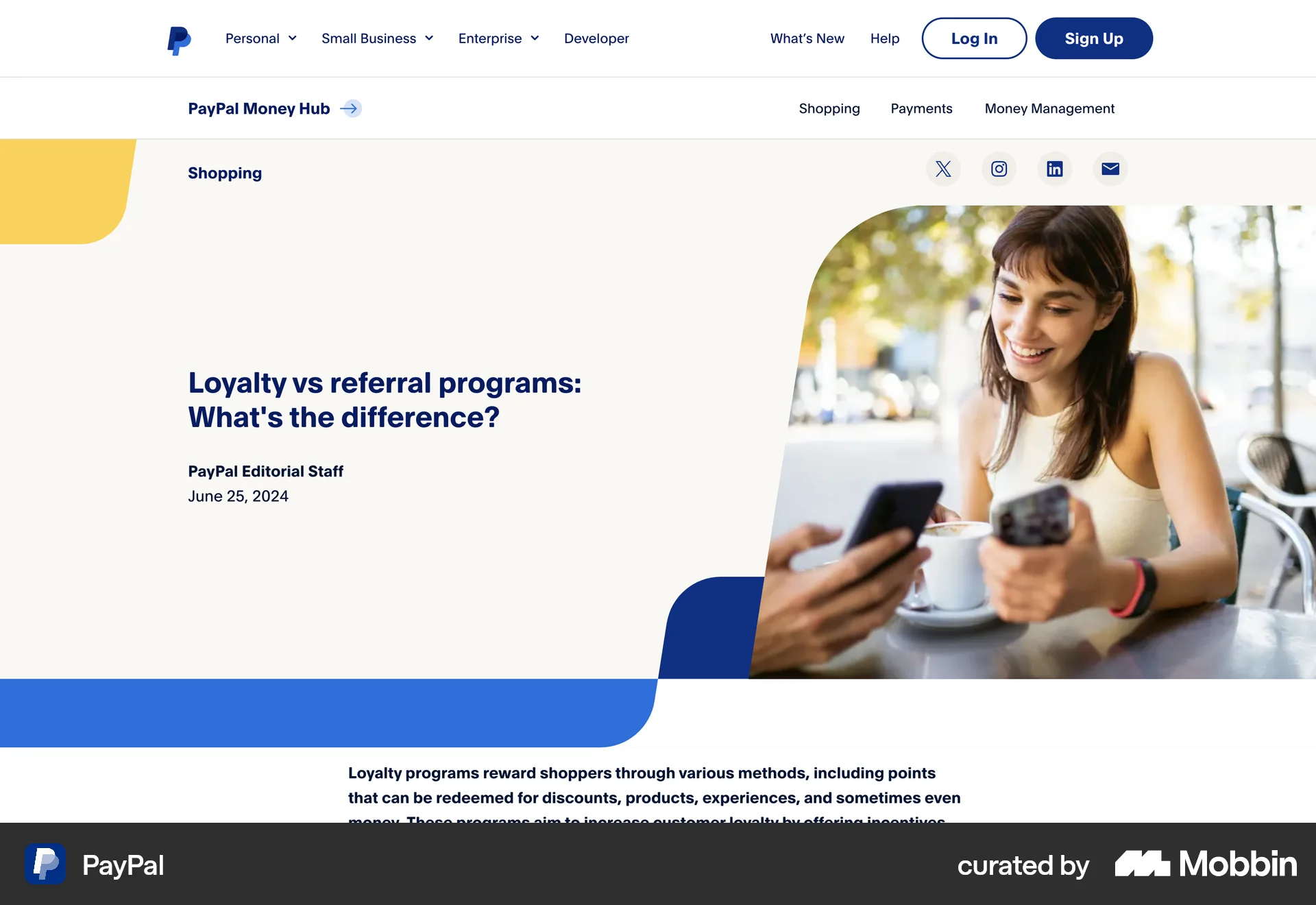PayPal Web Article Detail screen