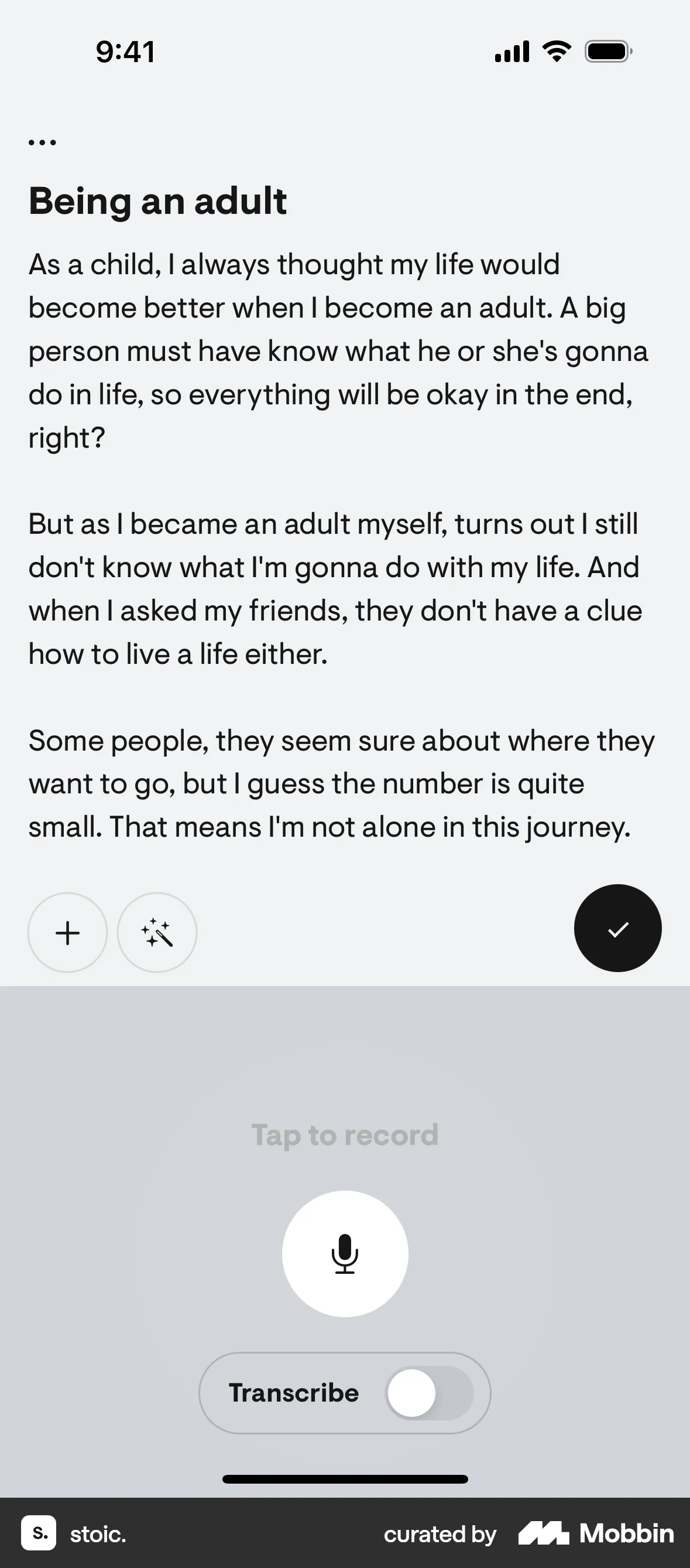 stoic. iOS Audio & Video Recorder screen