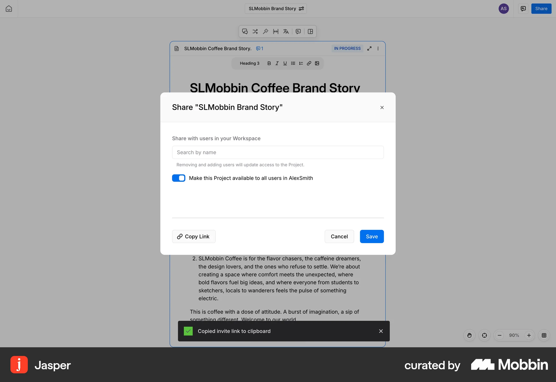 Jasper Web Acknowledgement & Success screen