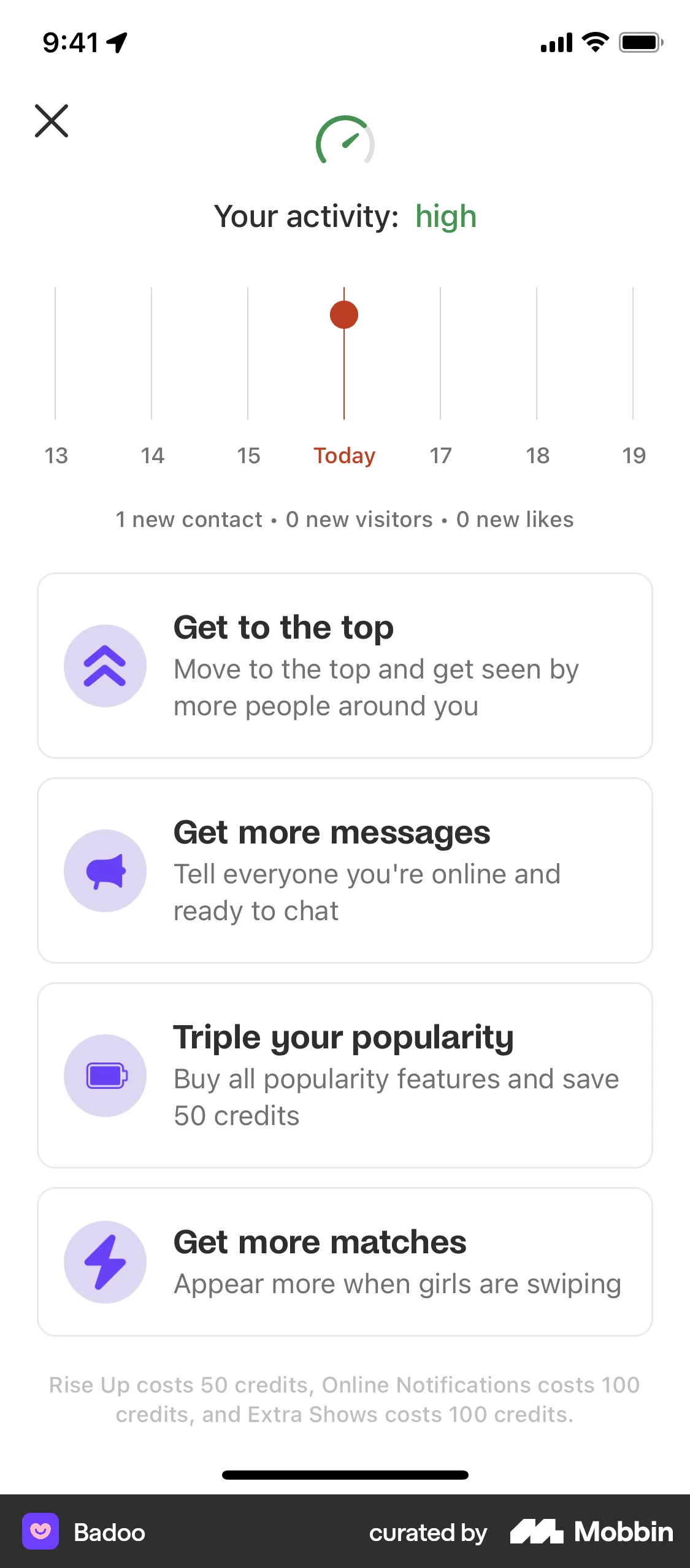 Badoo iOS Graph UI Design screen