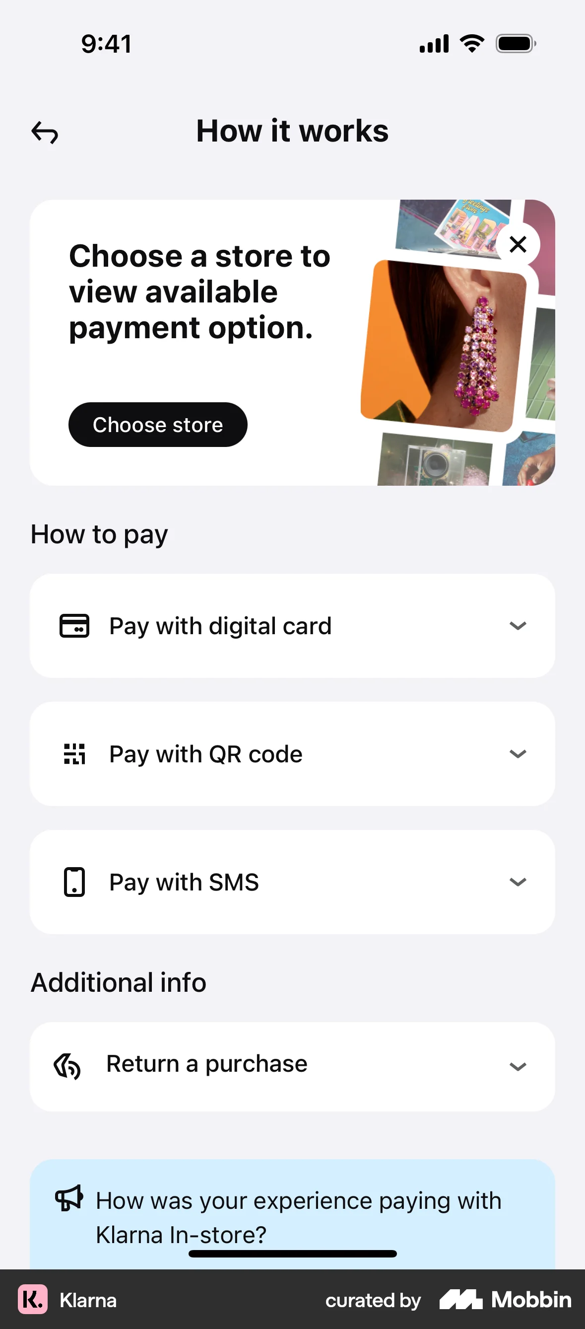 Klarna iOS screen containing Accordion UI element