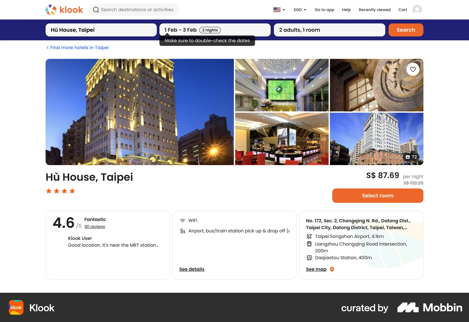 Klook Web Product Detail screen