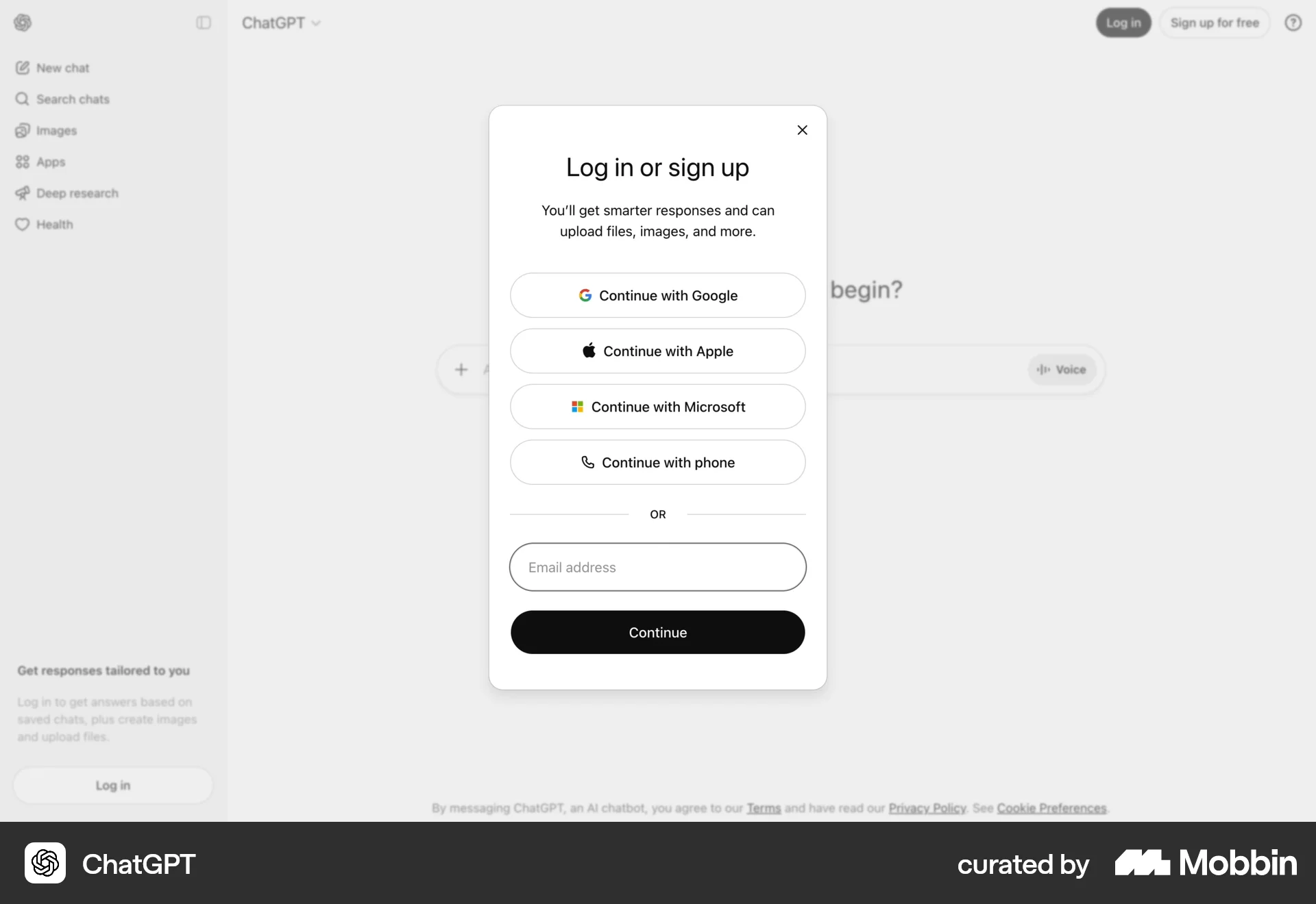 ChatGPT Logging in screen