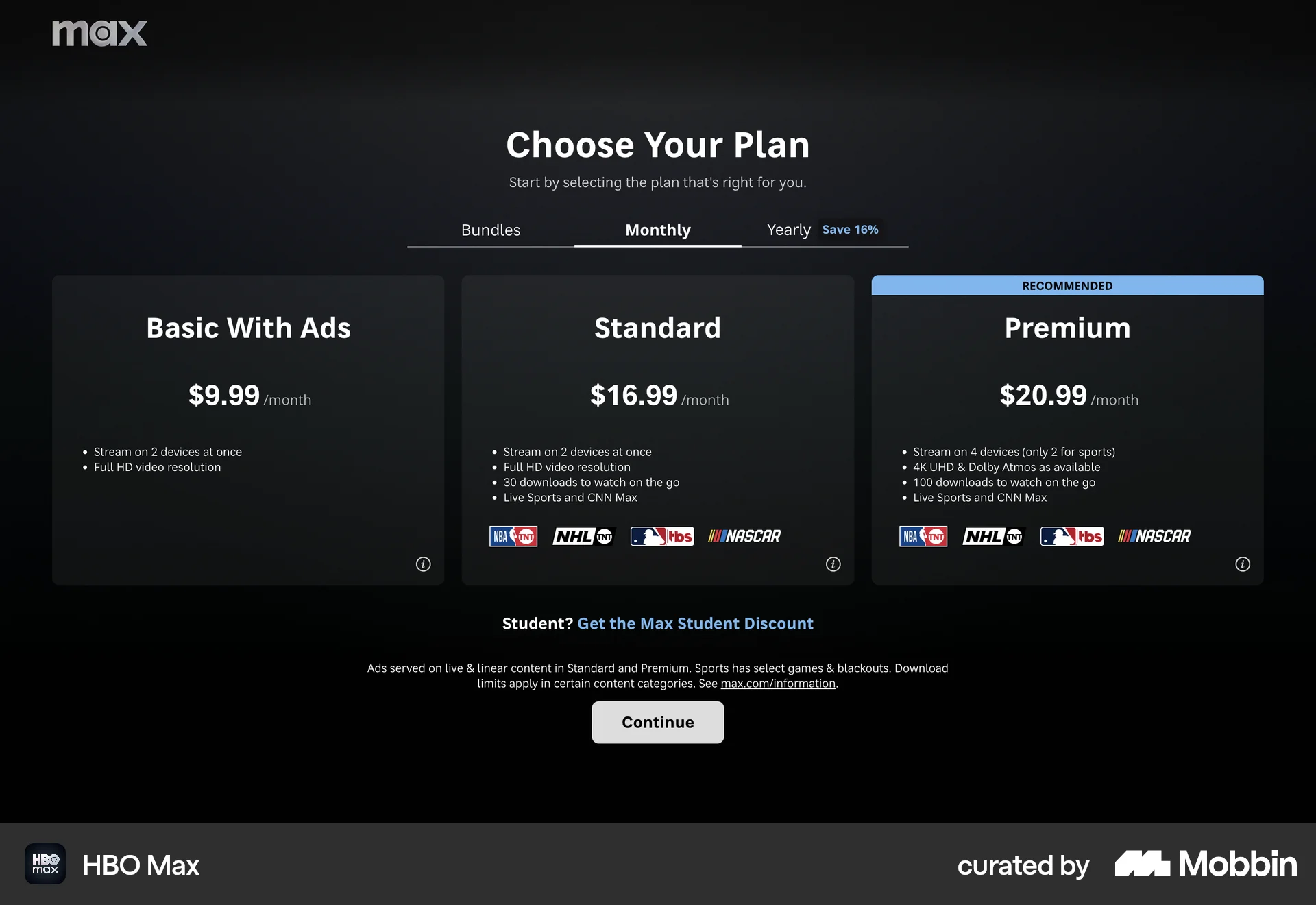 HBO Max Web Entertainment App screen
