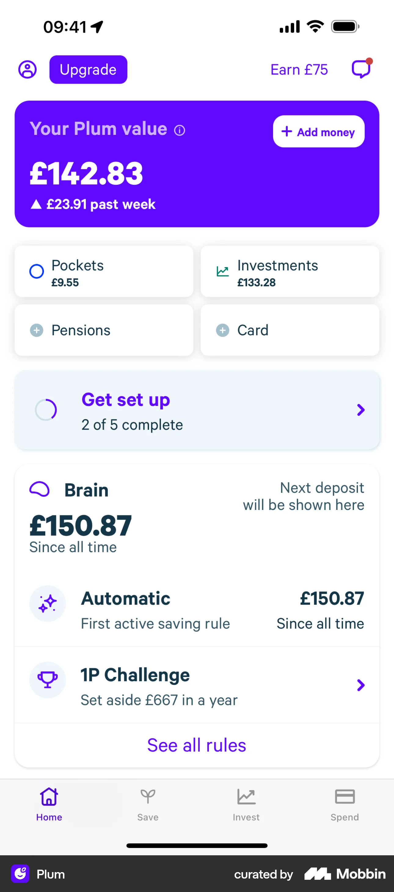 Plum iOS Home screen