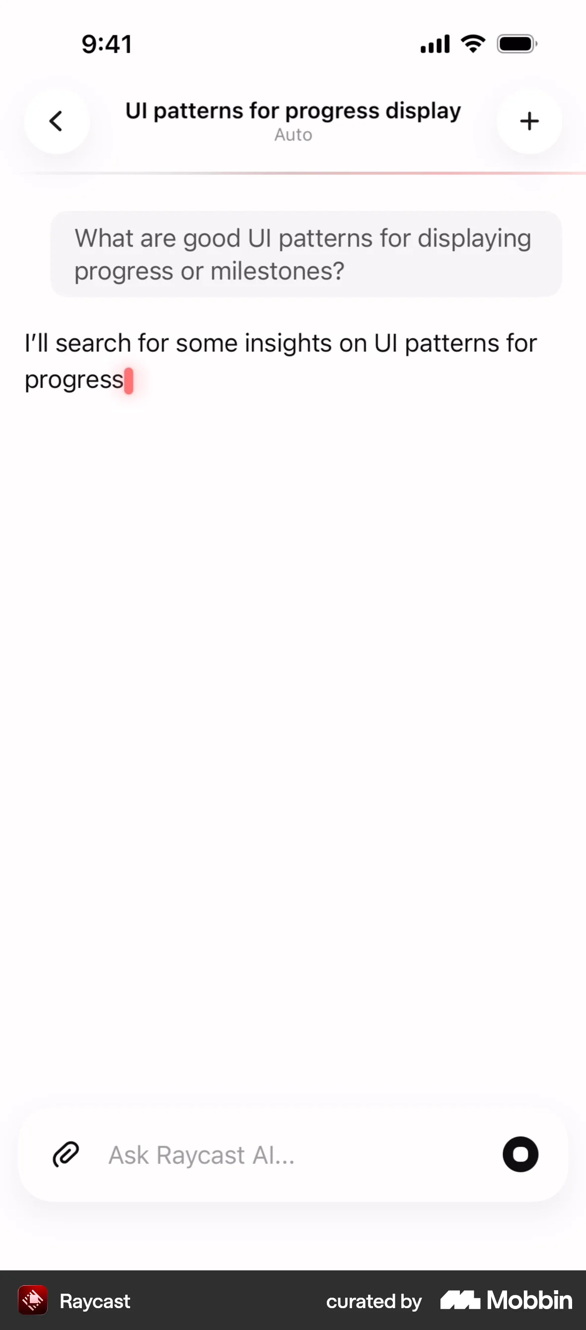 Raycast iOS Chat Detail screen