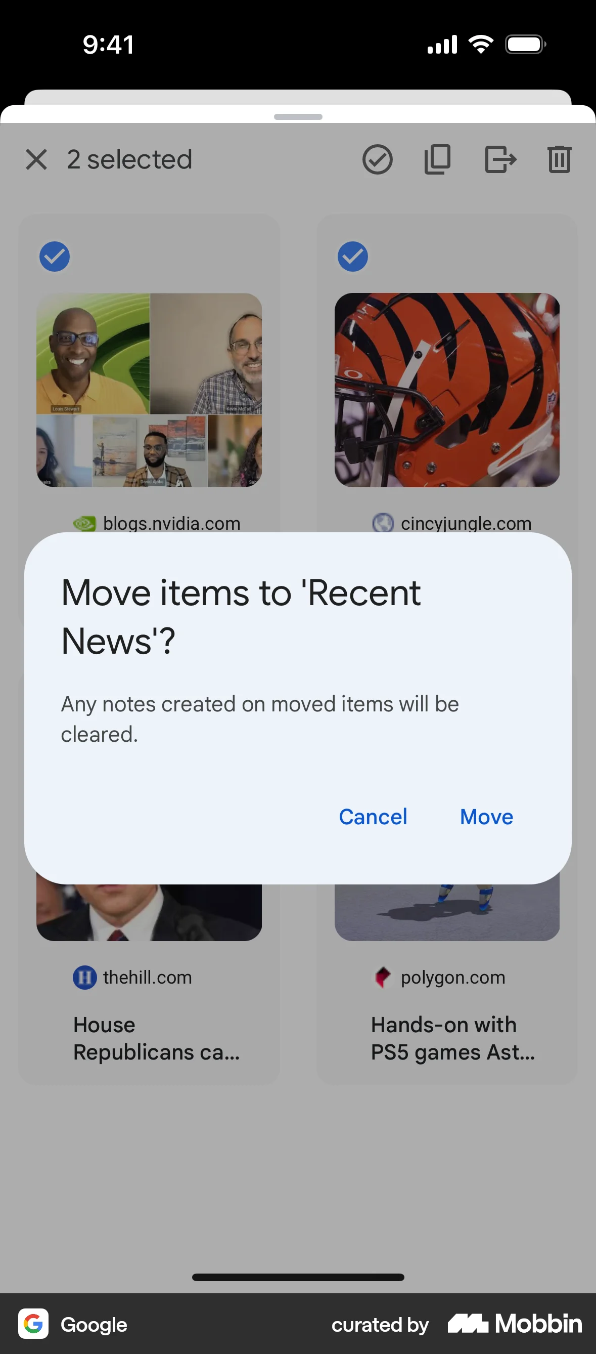 Google iOS Move screen