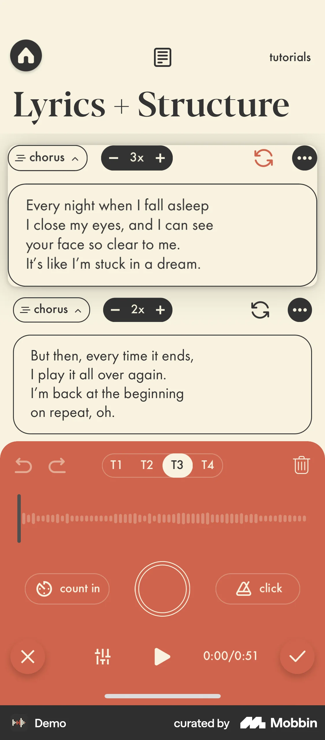 Demo iOS Reorder screen
