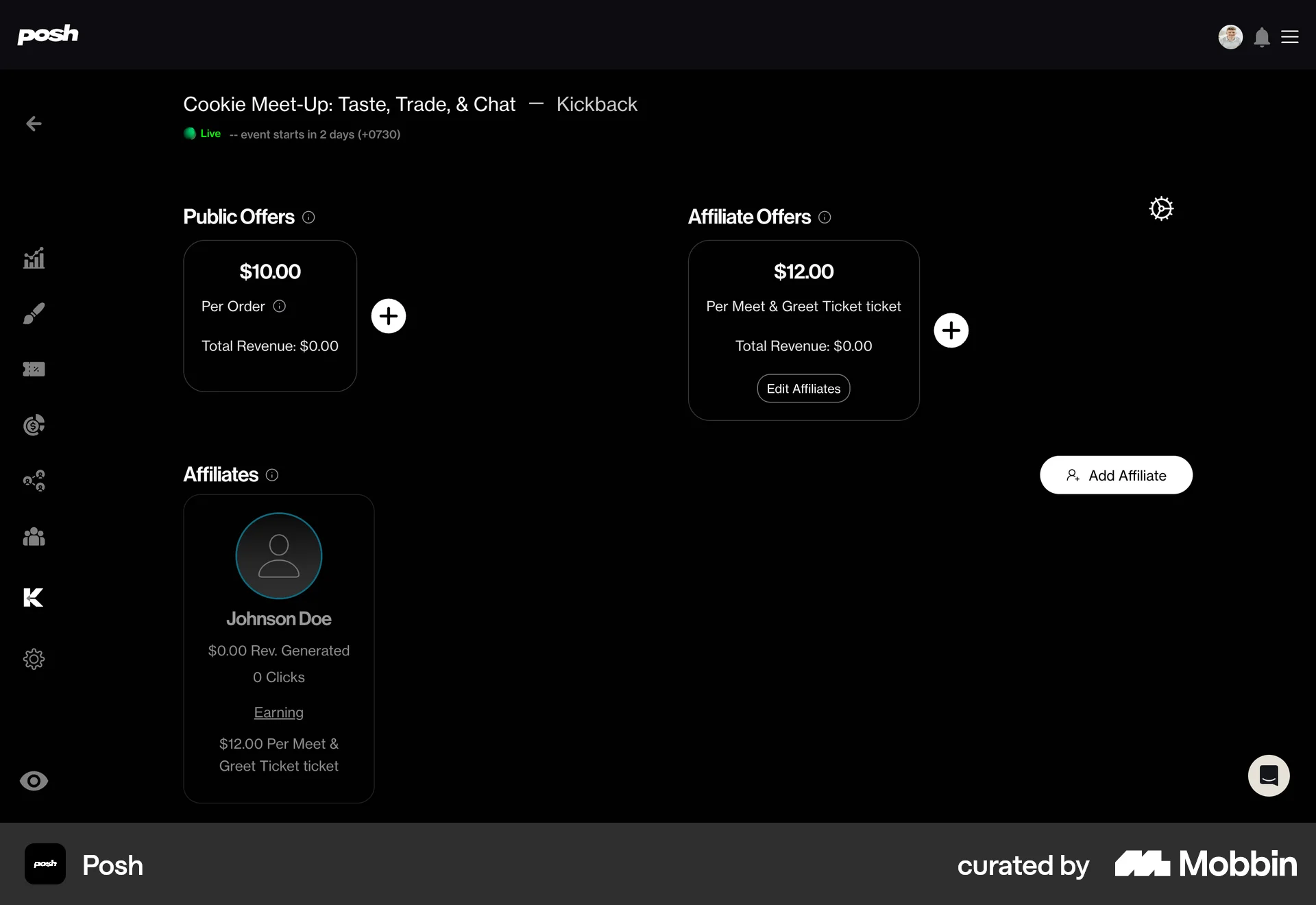 Posh Web Dashboard screen