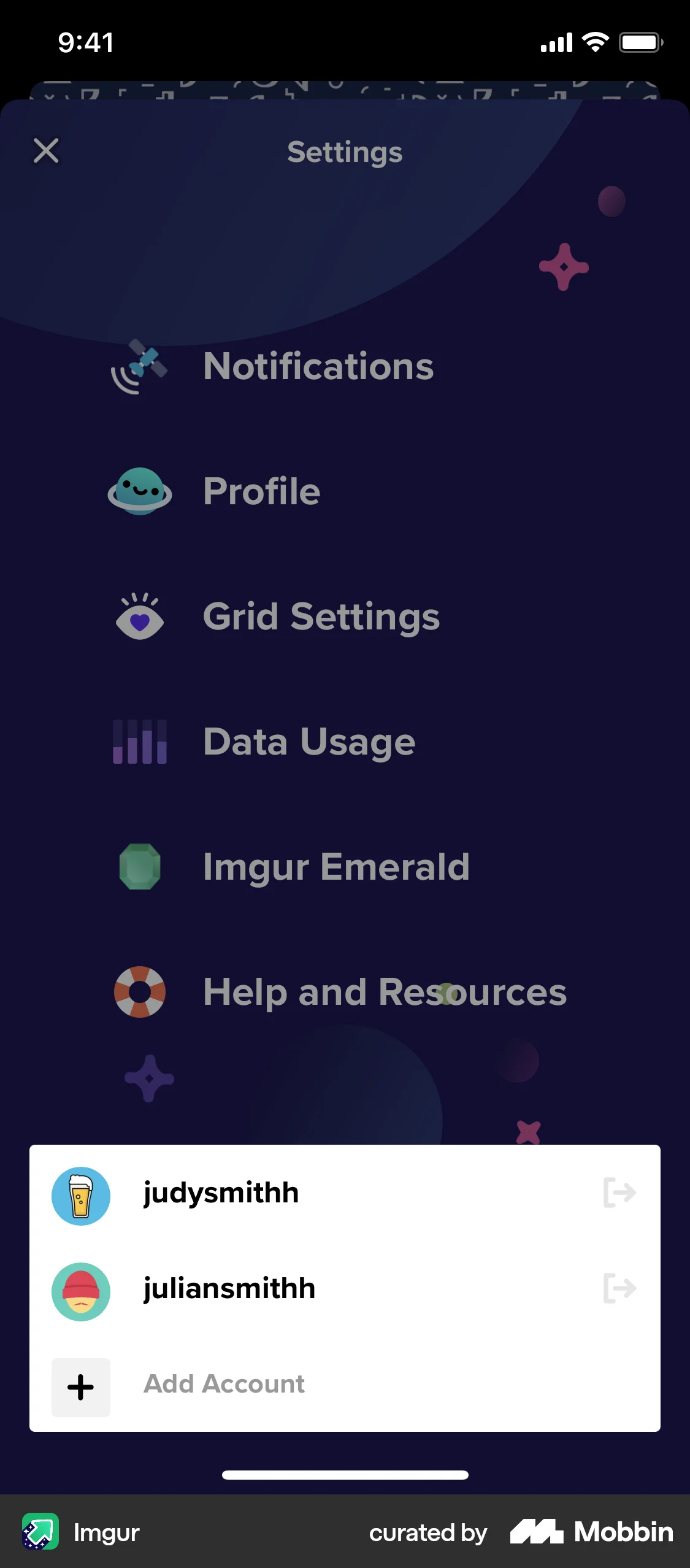 Imgur iOS screen containing Action Sheet UI element