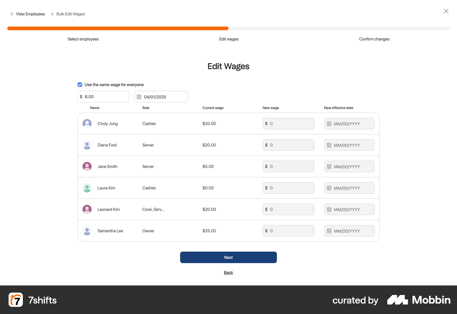 7shifts Web screen containing Breadcrumbs UI element