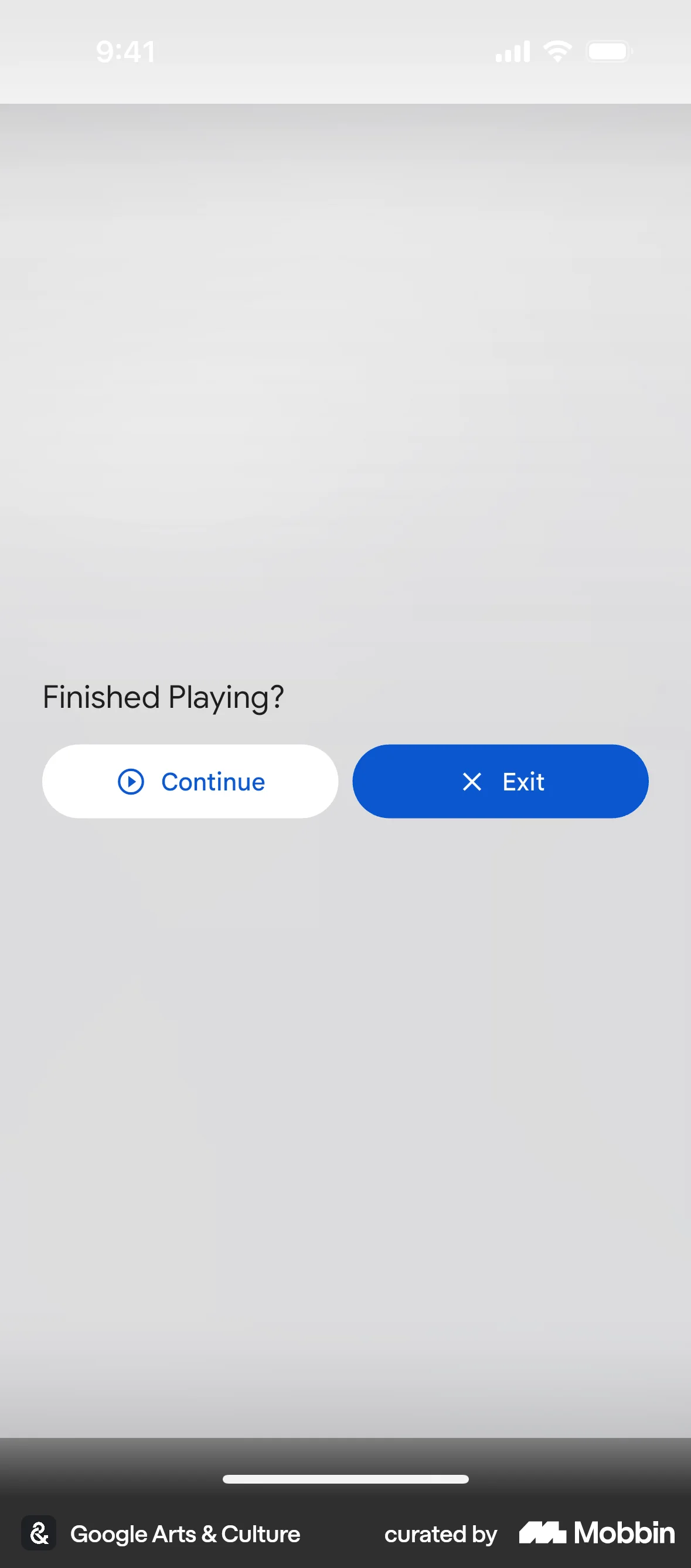 Google Arts & Culture iOS Confirmation screen