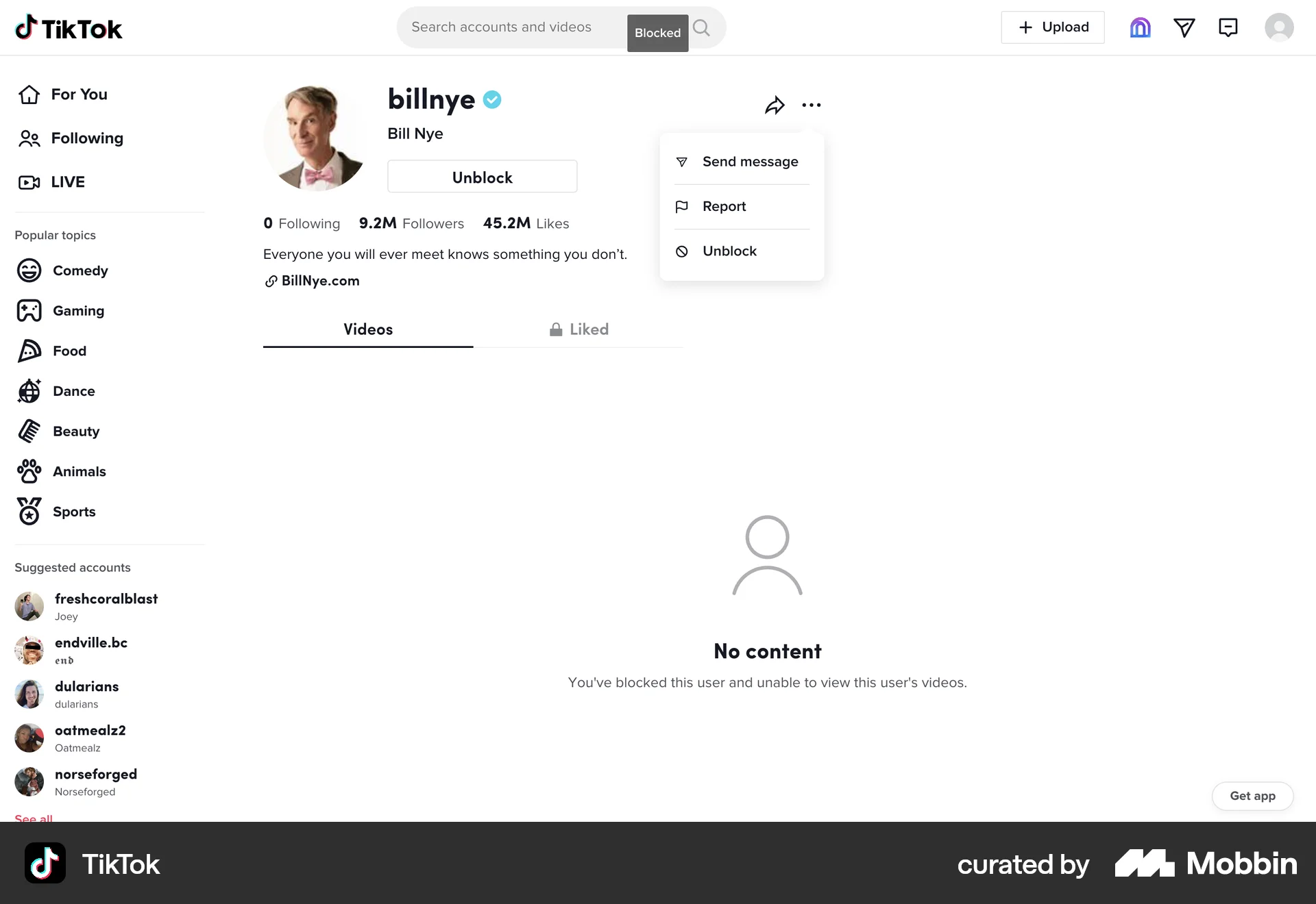 TikTok Web Ban & Block screen
