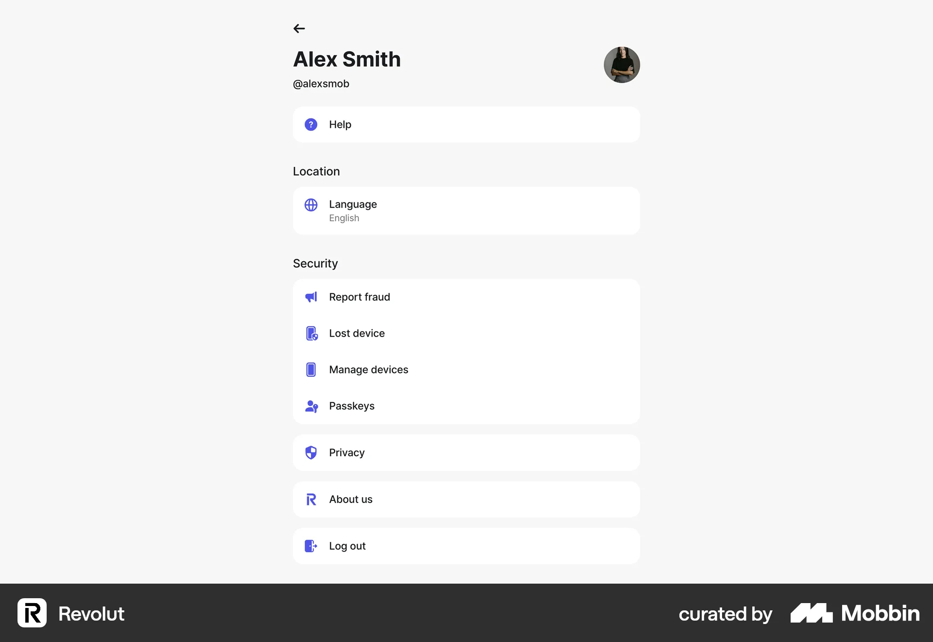 Revolut Web My Account & Profile screen