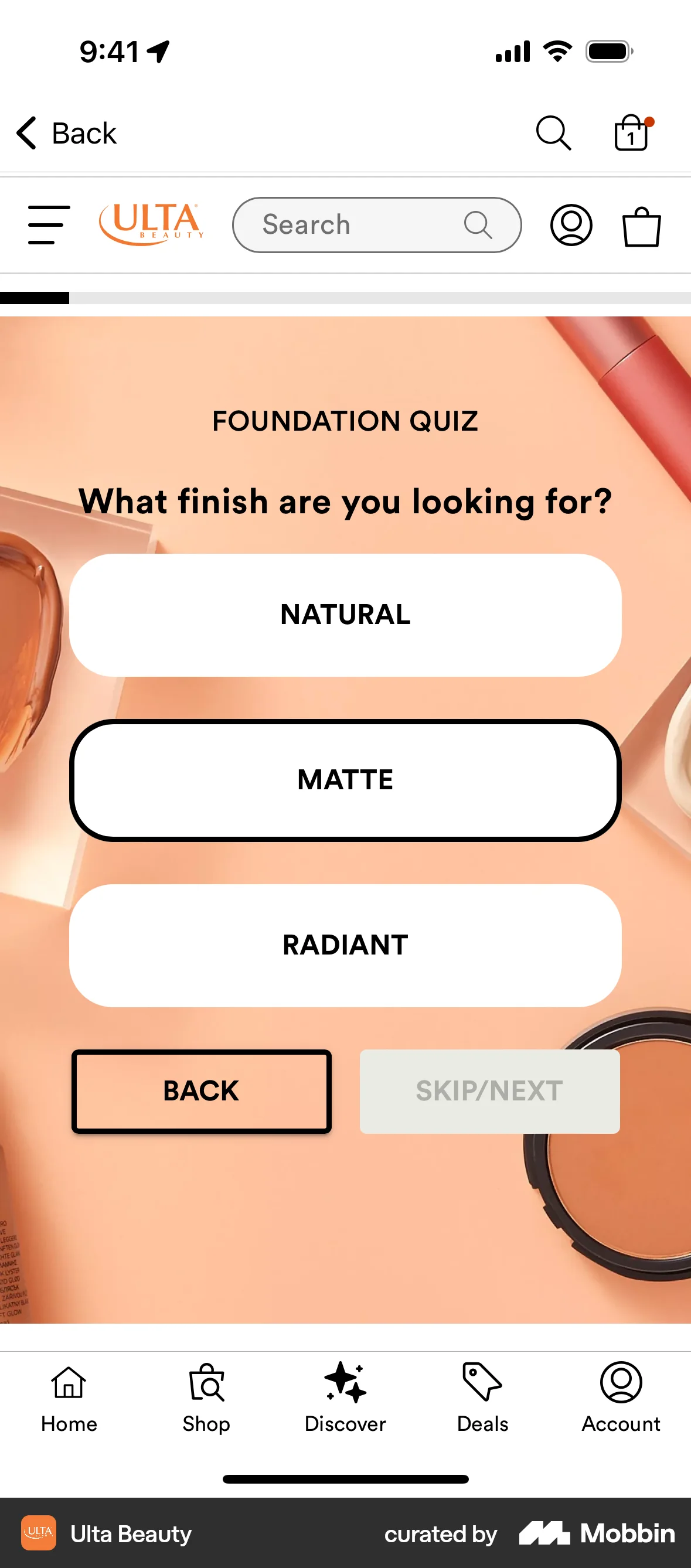 Ulta Beauty iOS Browser screen