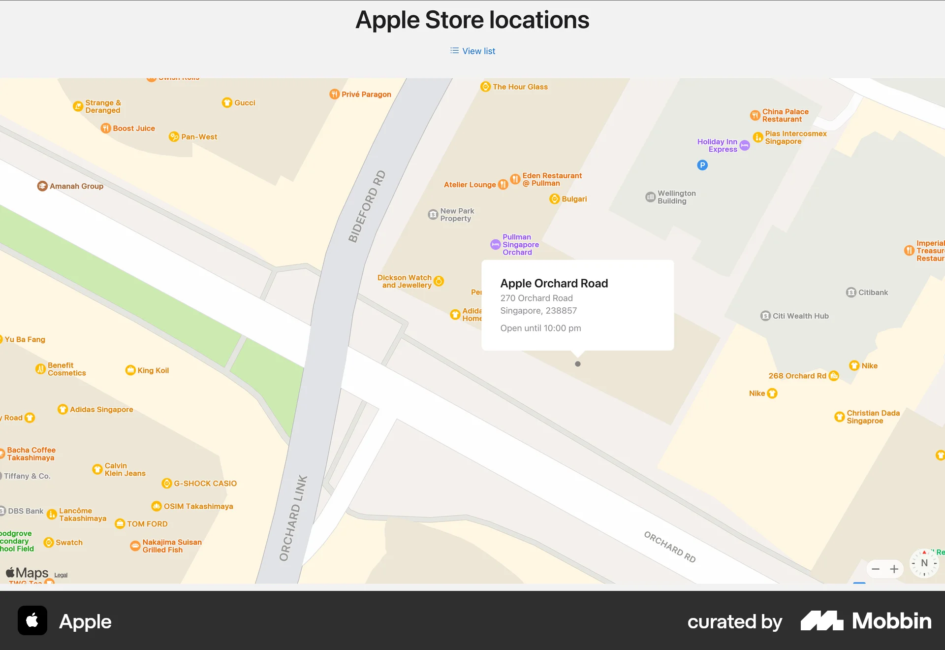 Apple Web screen containing Map Pin UI element