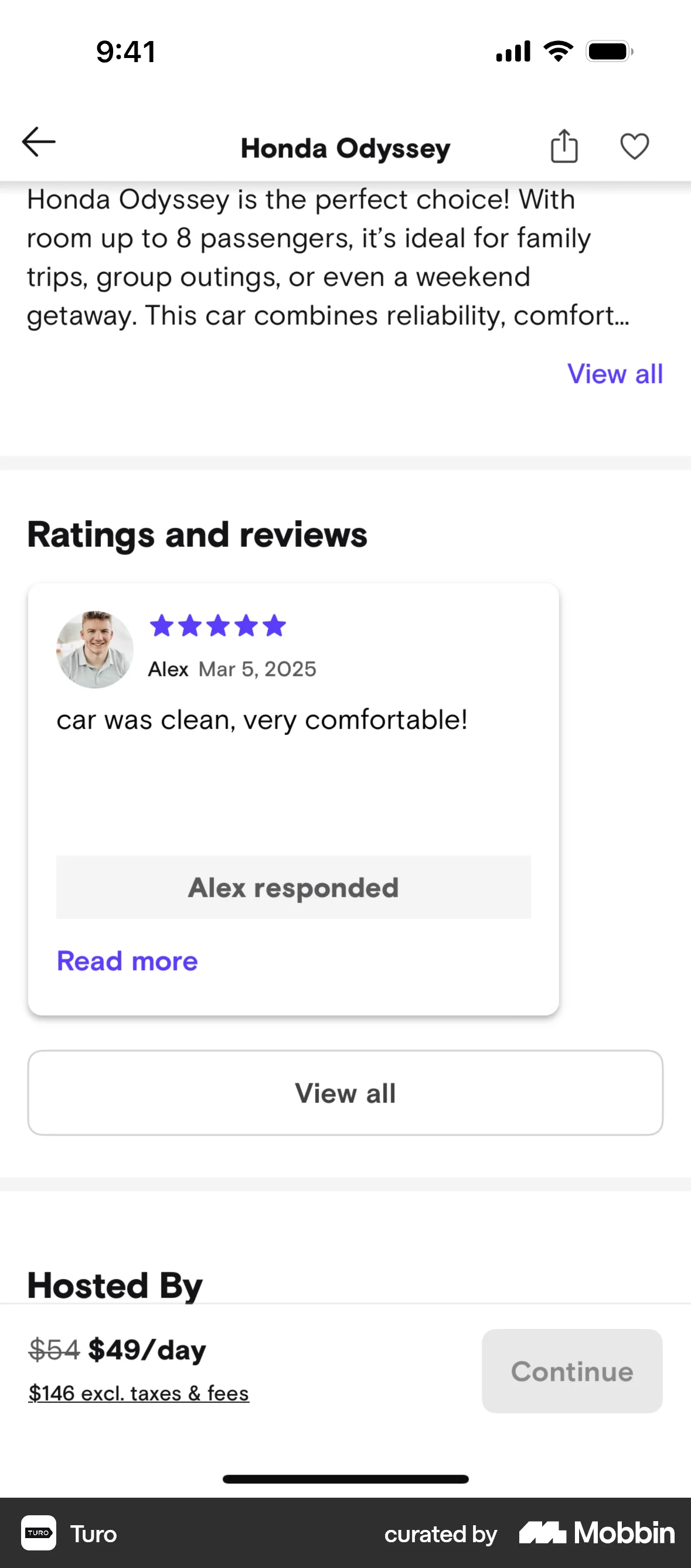 Turo iOS Reviews & Ratings screen