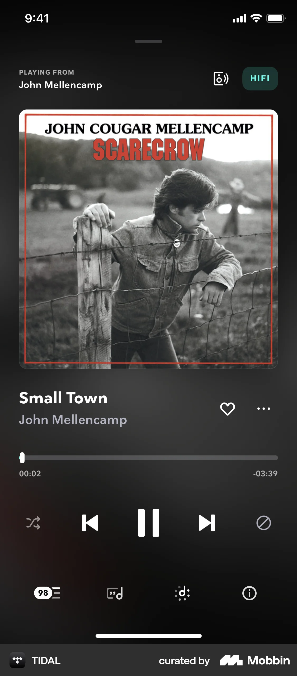 TIDAL iOS Song & Podcast Detail screen