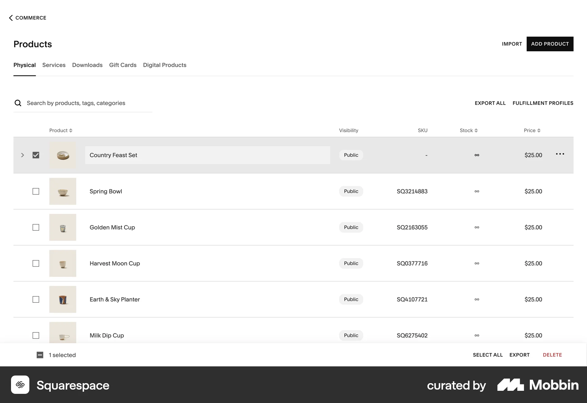 Squarespace Web screen containing Editable Text UI element
