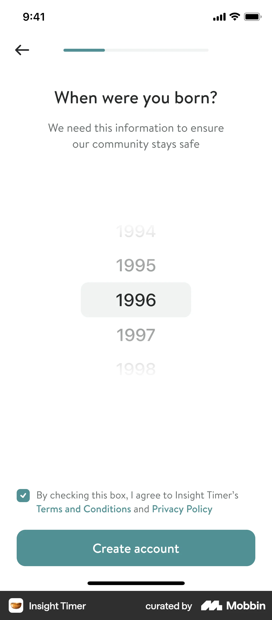 Insight Timer iOS screen containing Checkbox UI element