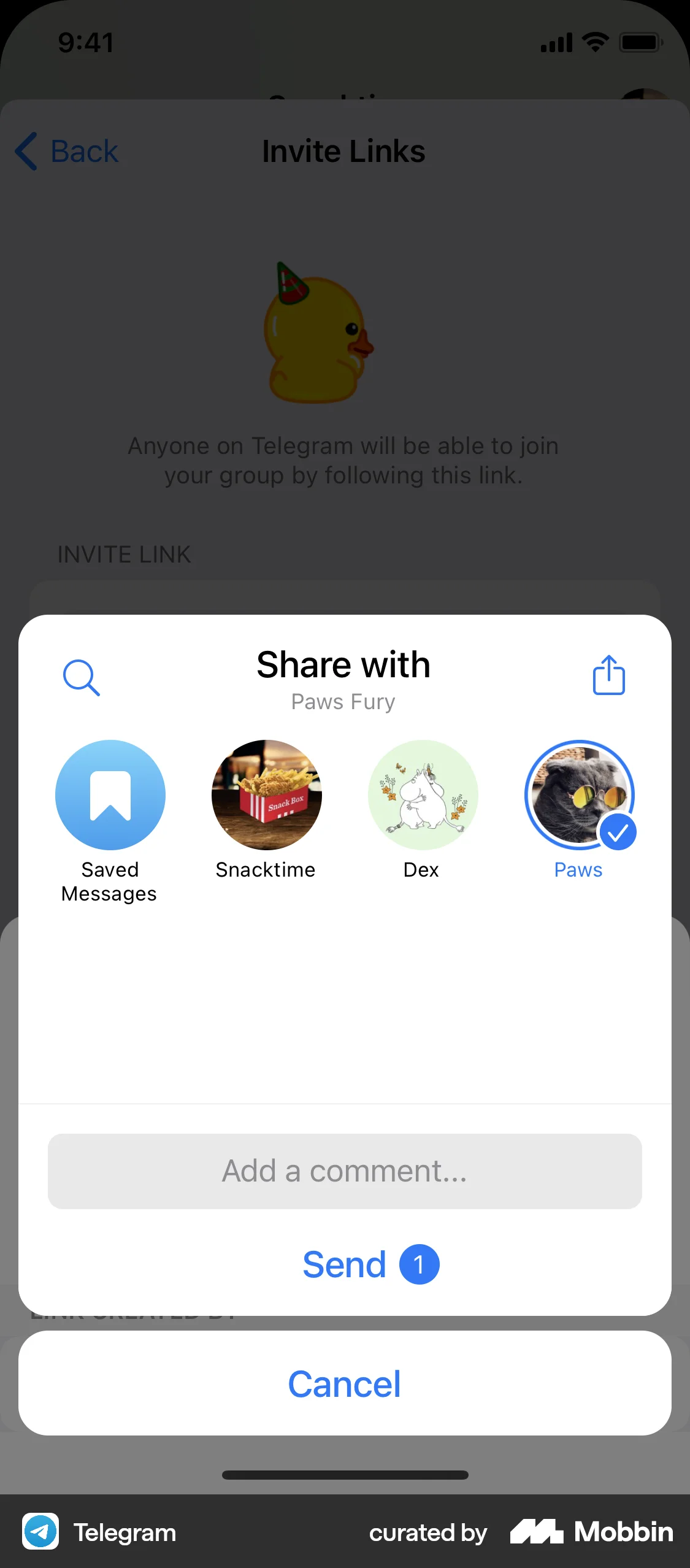 Telegram iOS screen containing Badge UI element