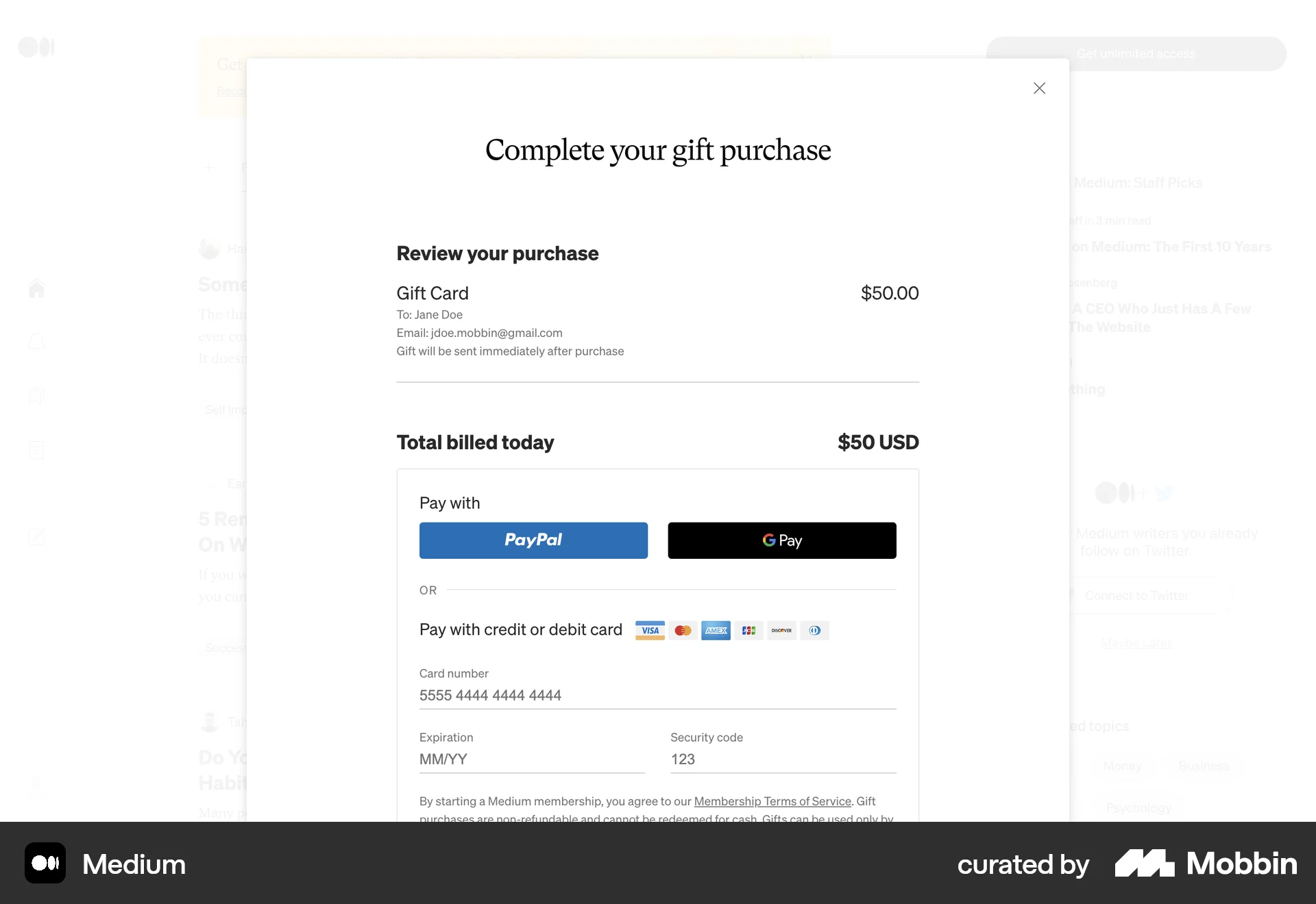 Medium Web Invite & Refer Friends screen