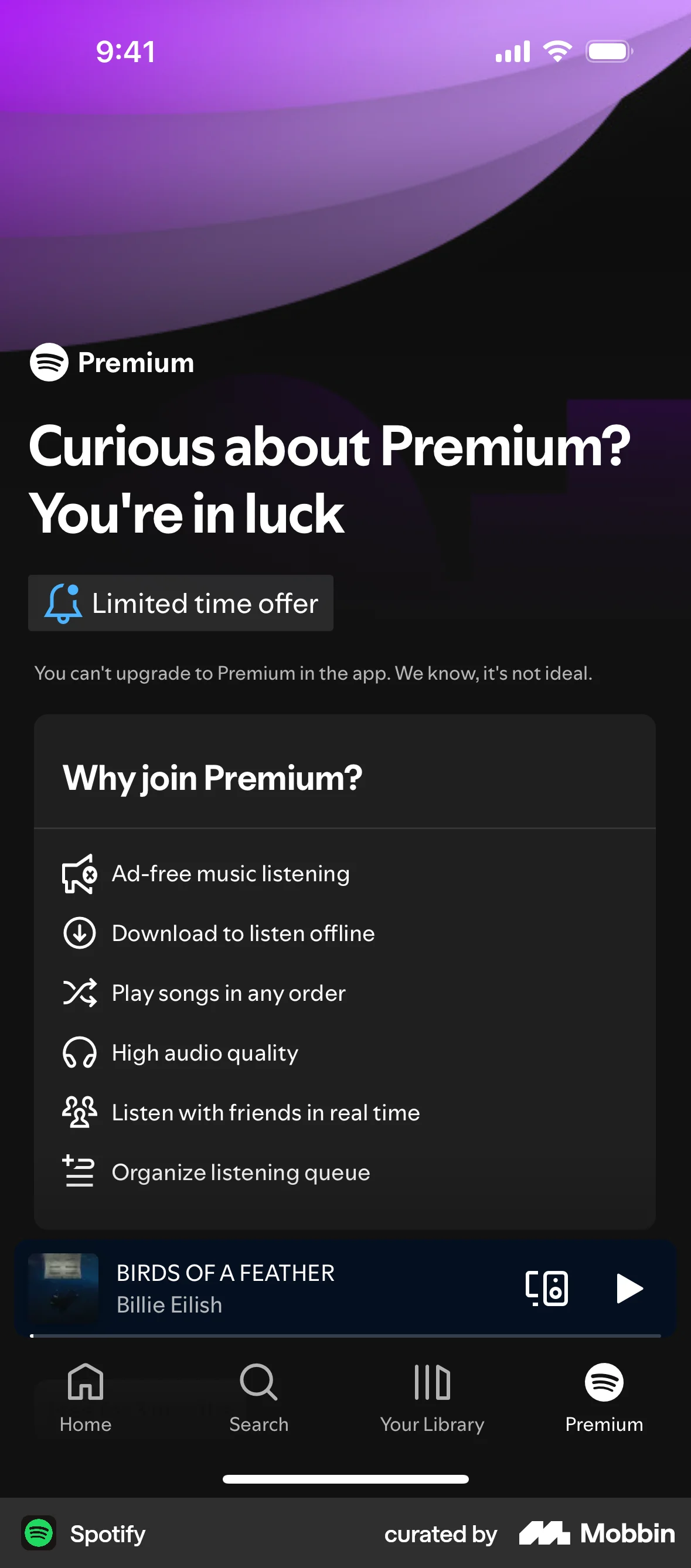 Spotify iOS Subscription & Paywall screen