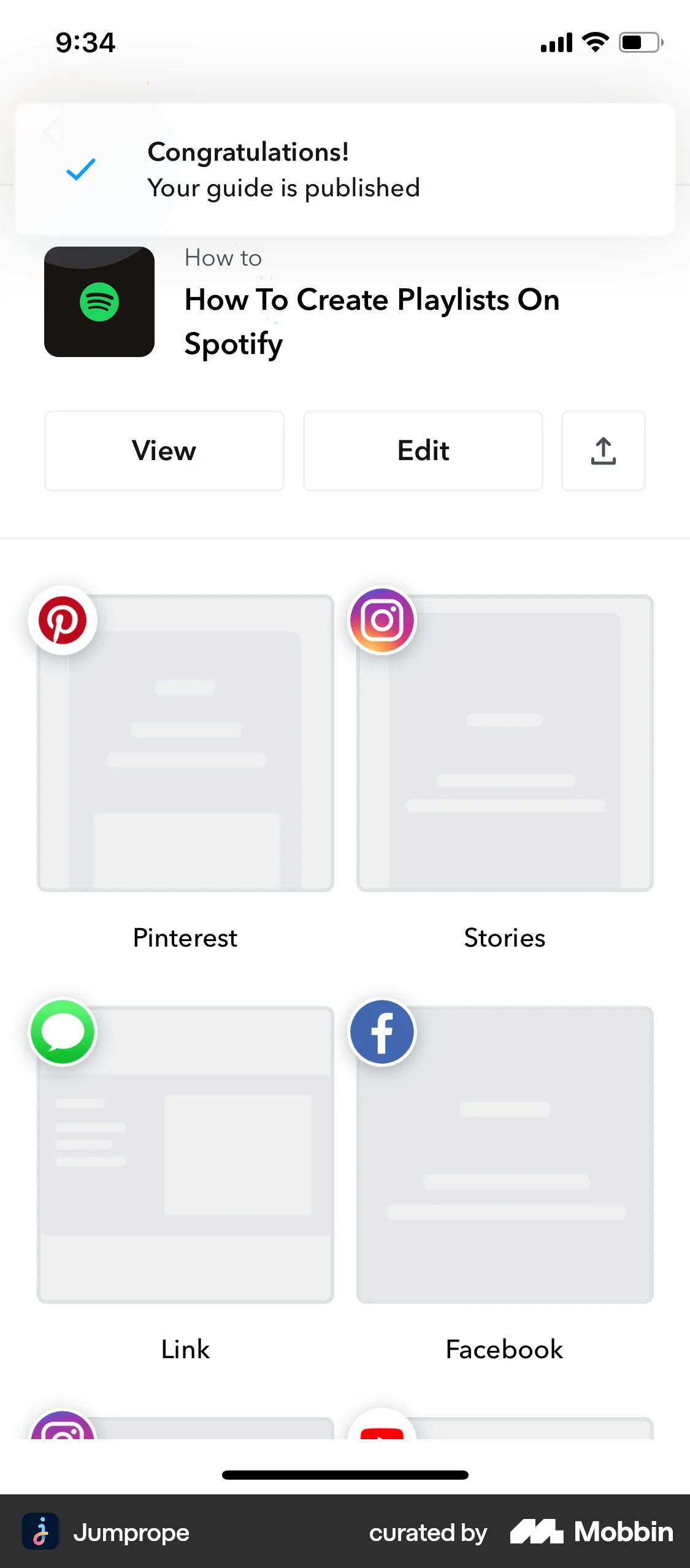 Jumprope iOS Photo & Video App screen