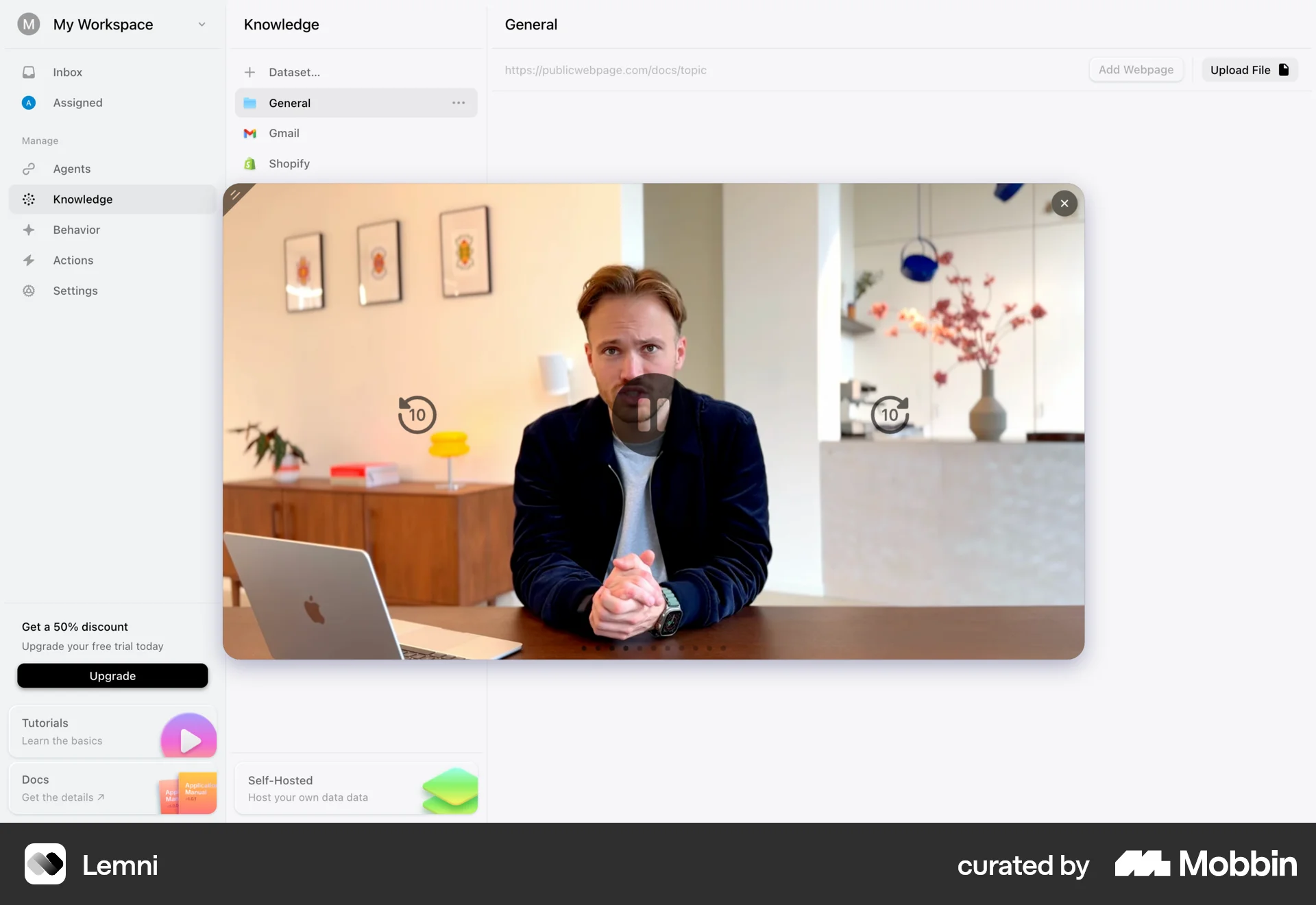Lemni Web Video Player screen