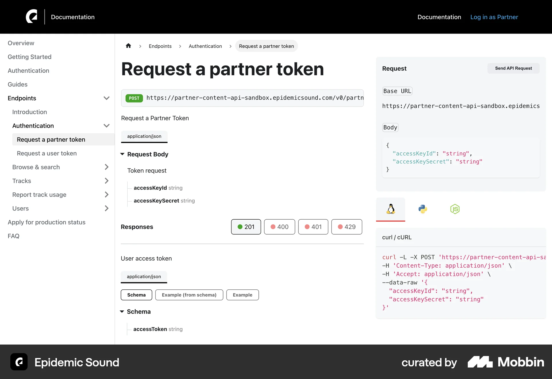 Epidemic Sound Web screen containing Breadcrumbs UI element