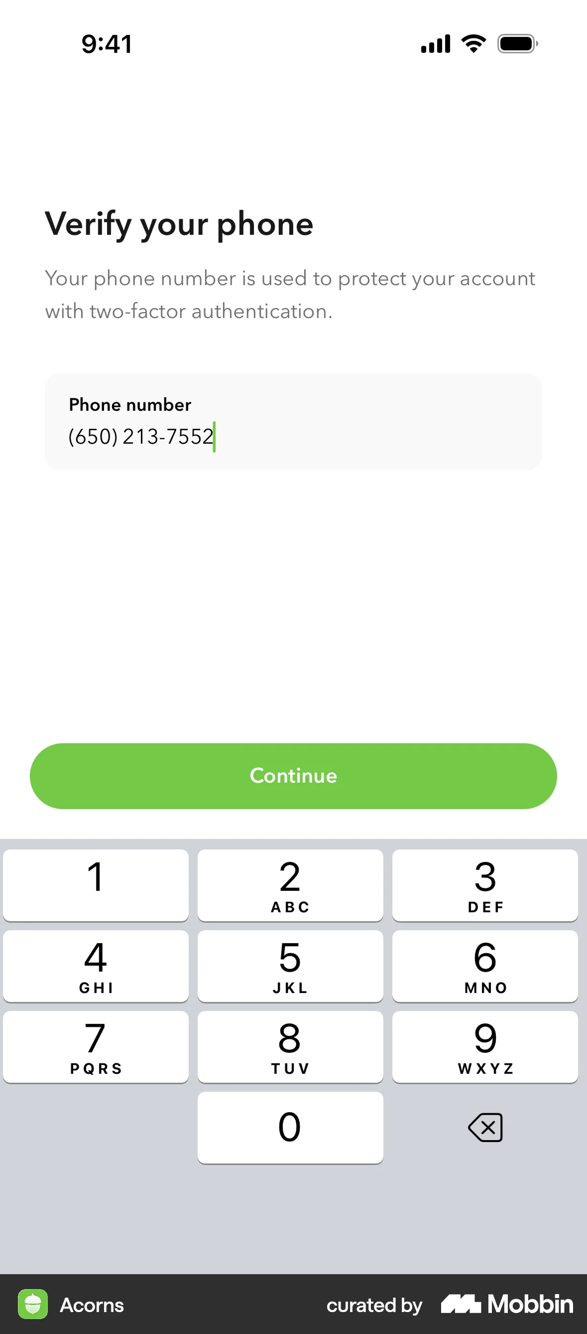 Acorns Onboarding screen