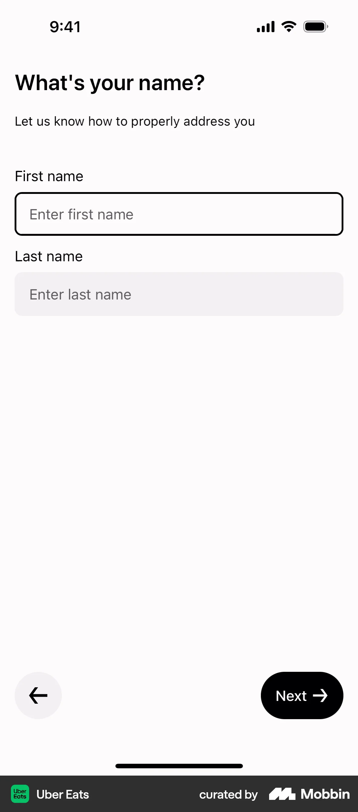Uber Eats Onboarding screen