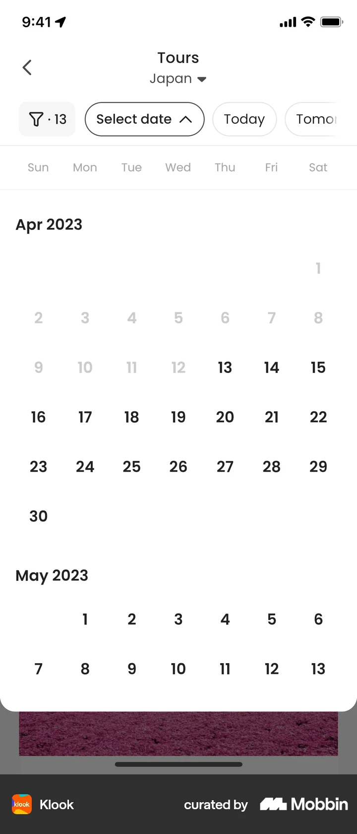 Mobile Date Picker Design