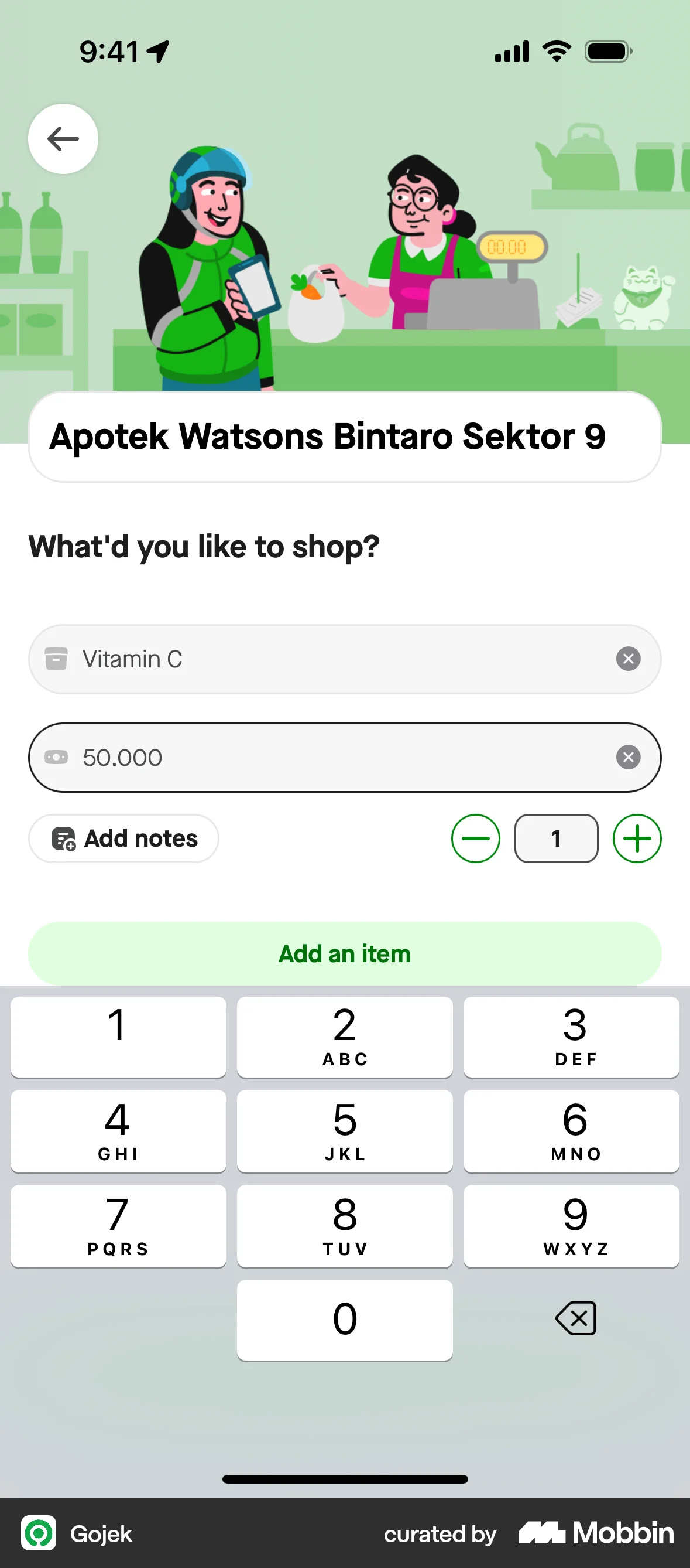 Gojek iOS screen containing Stepper UI element
