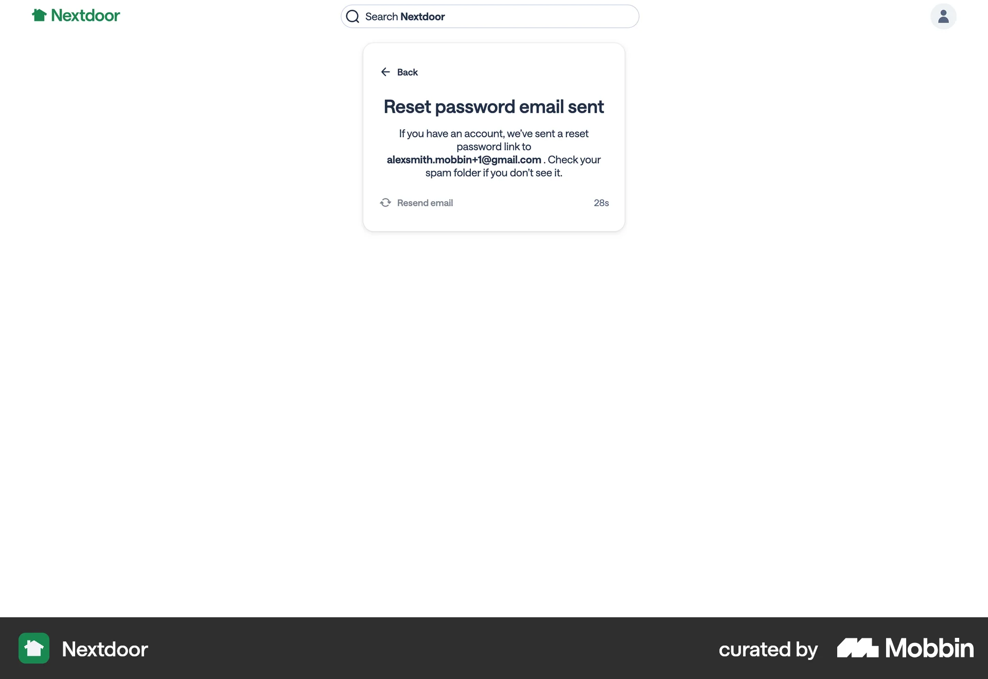 Nextdoor Web Forgot Password screen