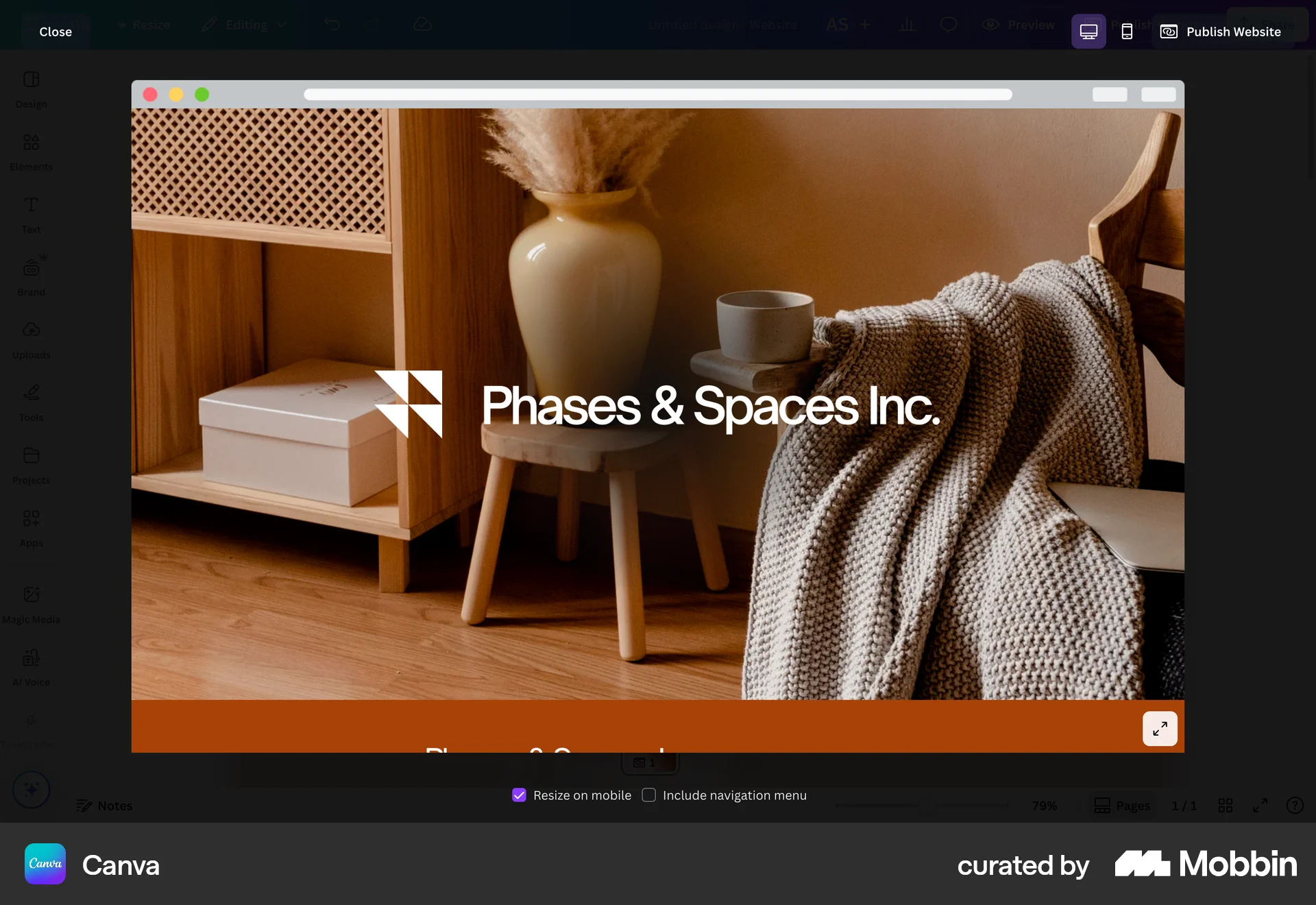 Canva Web screen containing Segmented Control UI element