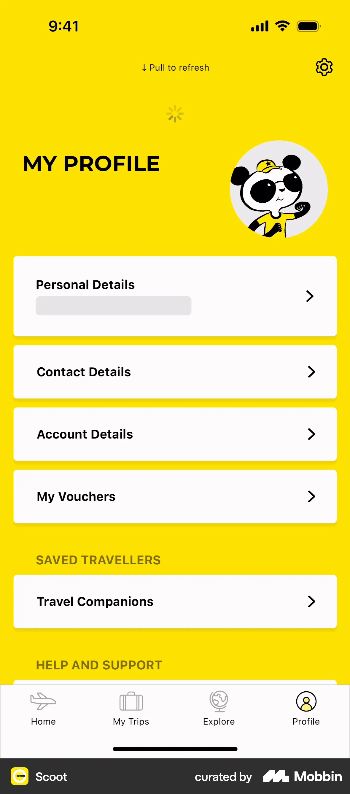 Scoot iOS Pull to Refresh screen