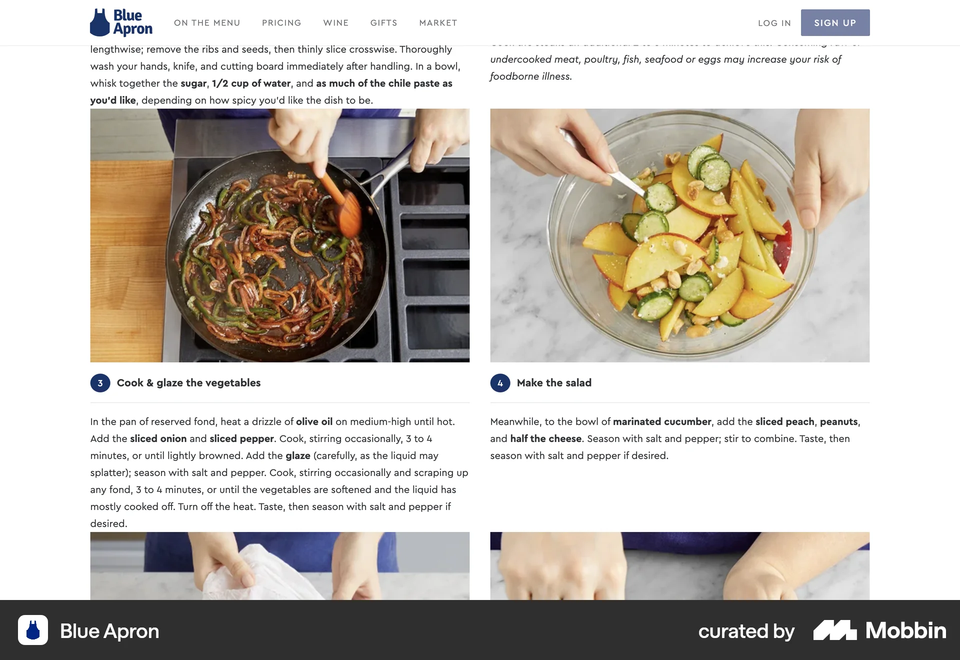 Blue Apron Web Recipe Detail screen