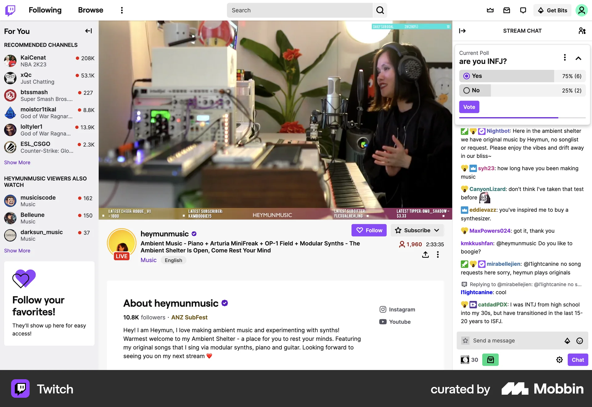Twitch Web Quiz screen