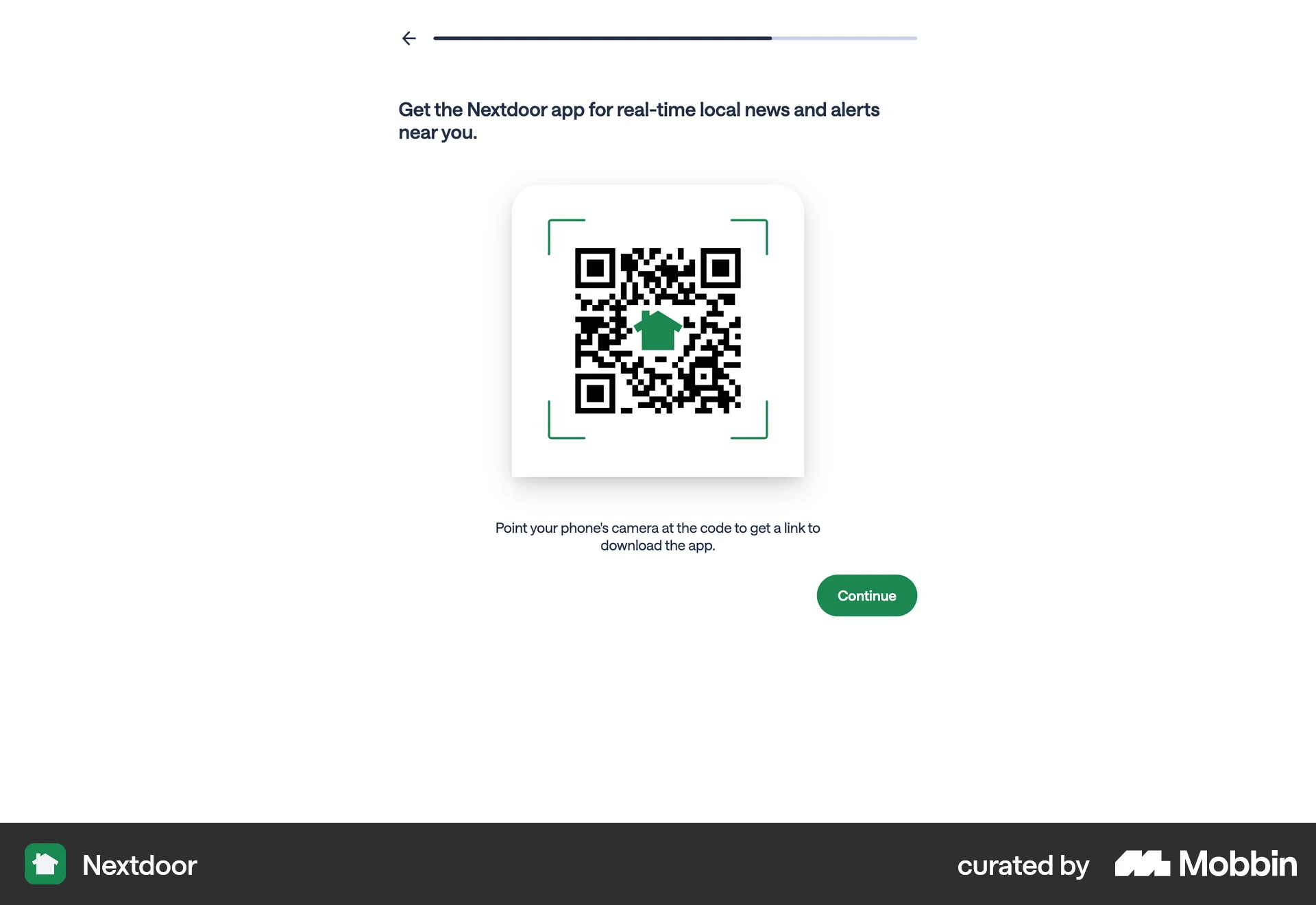 Nextdoor Web QR Code screen