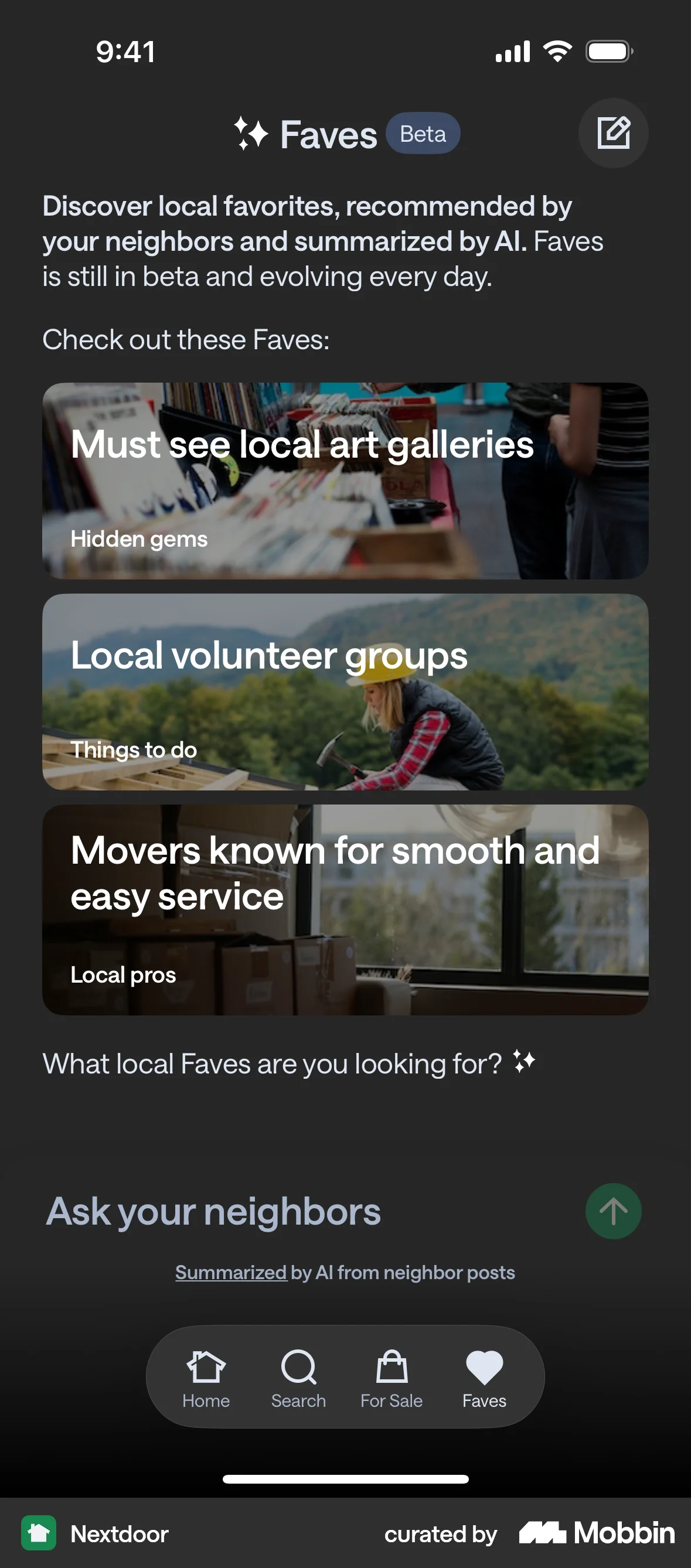 Nextdoor iOS Dark Mode screen
