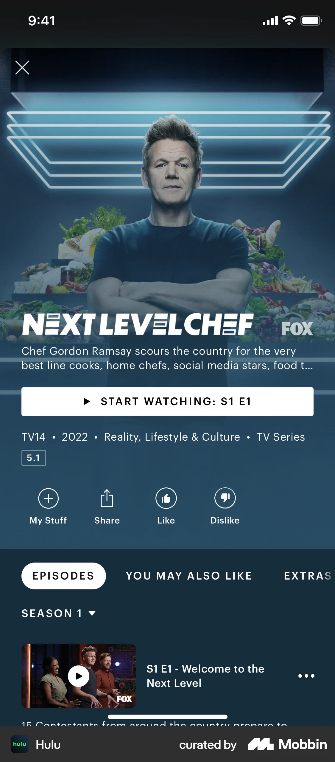 Hulu iOS TV Show & Movie Detail screen