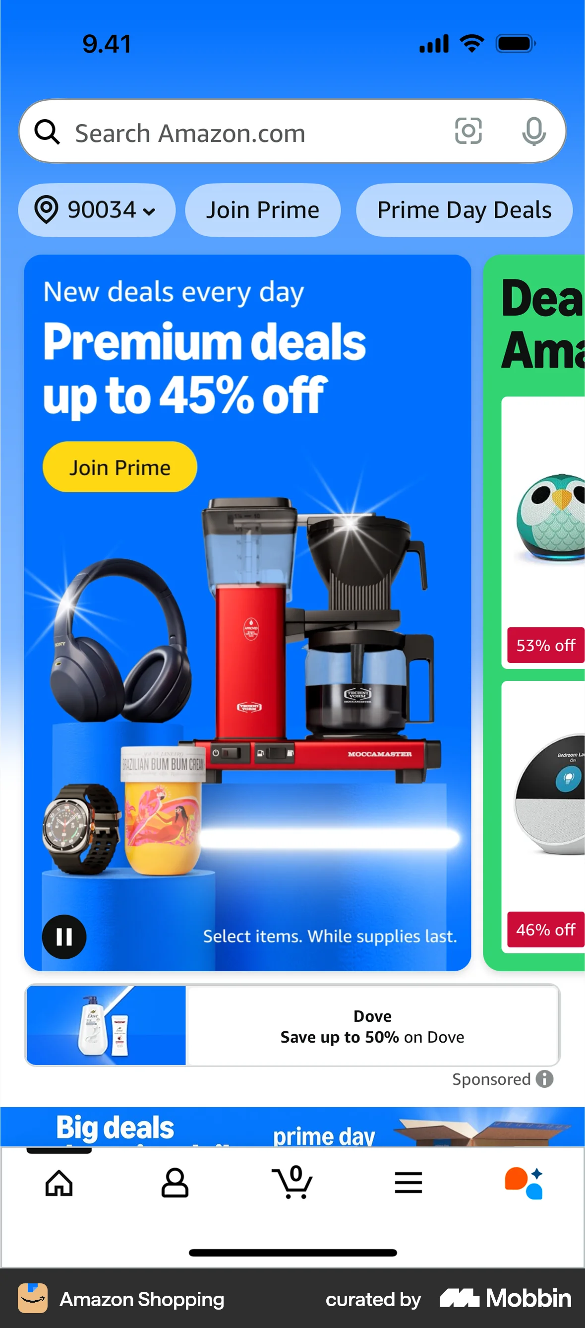 Amazon Shopping iOS screen containing Banner UI element