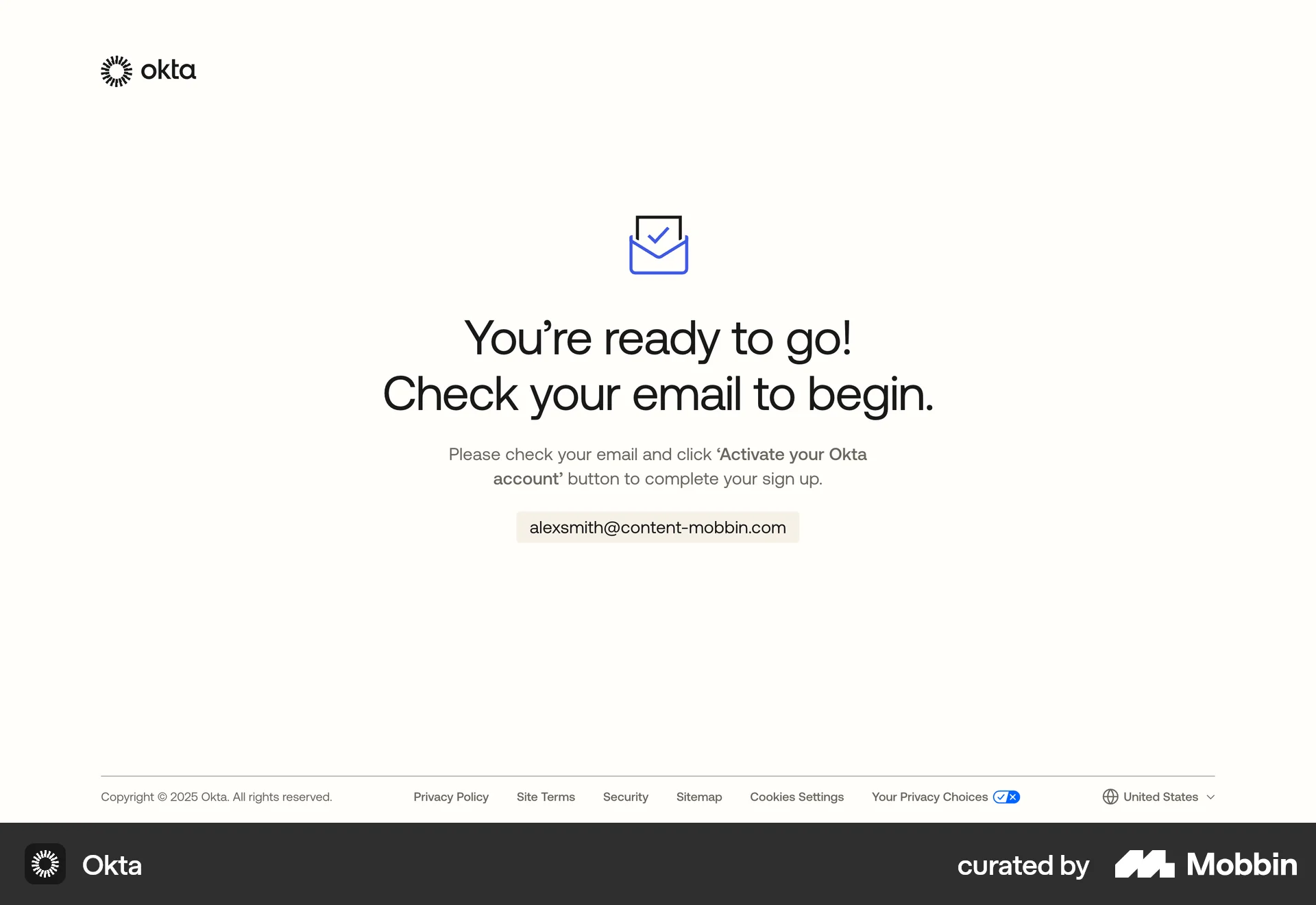 Okta Web Verification screen